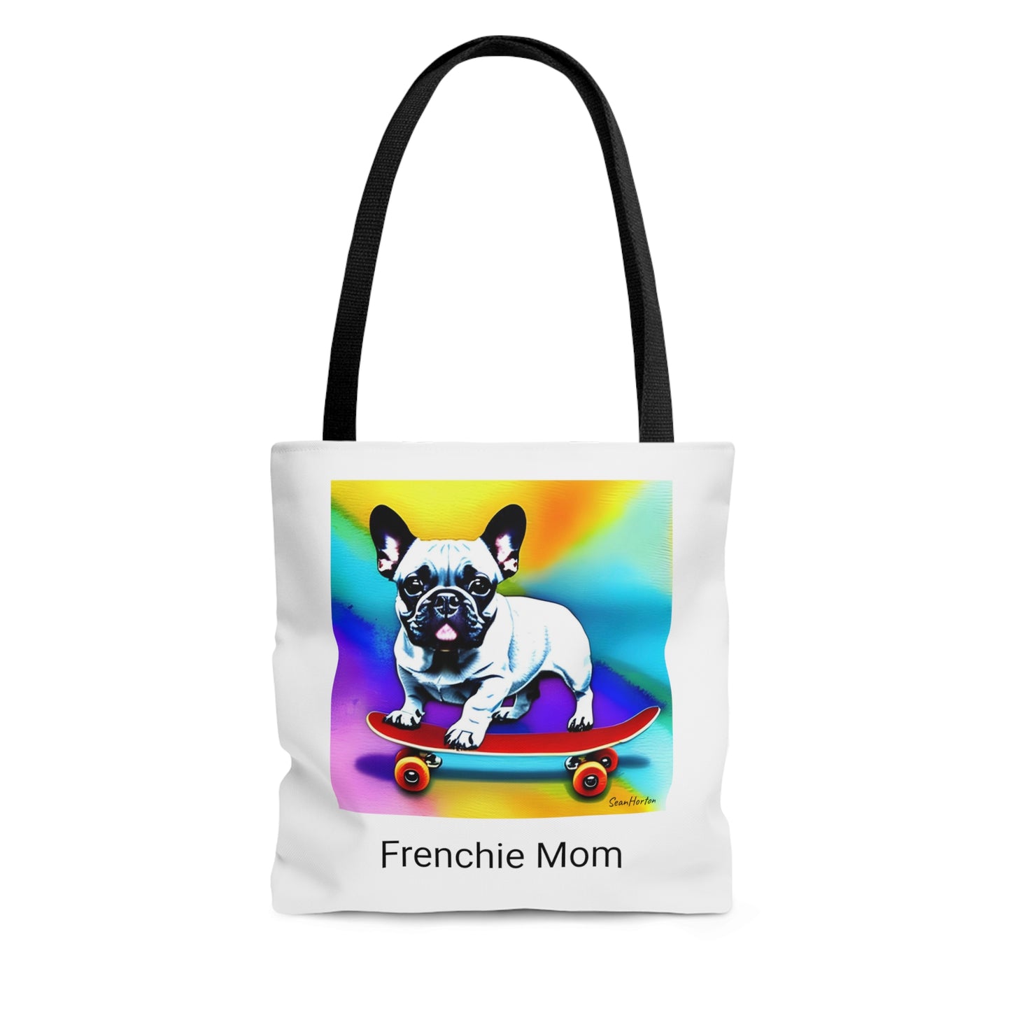 Frenchie on a Skateboard #3/Frenchie Mom Tote Bag (AOP)