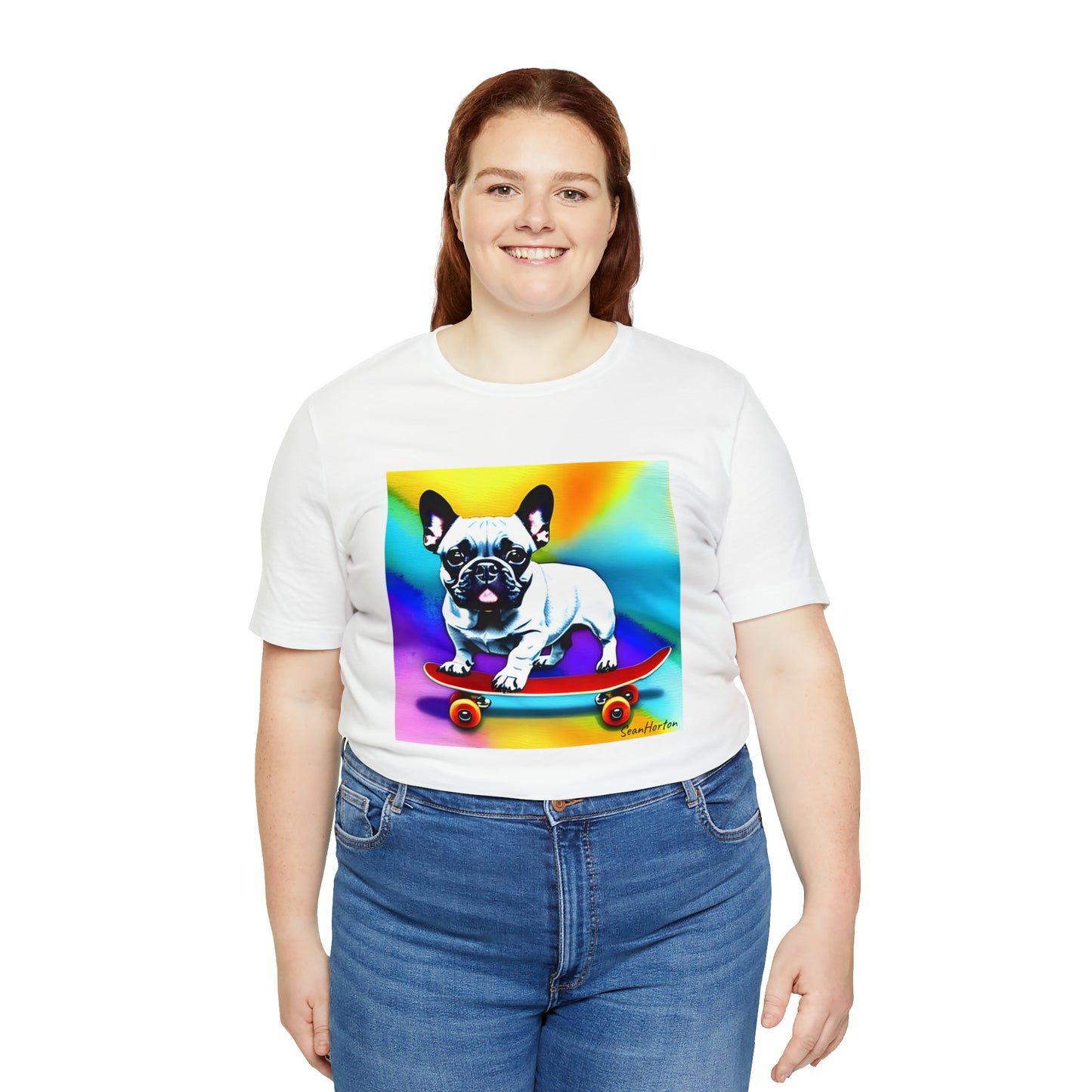 Frenchie on a Skateboard #3 Unisex Jersey Short Sleeve Tee