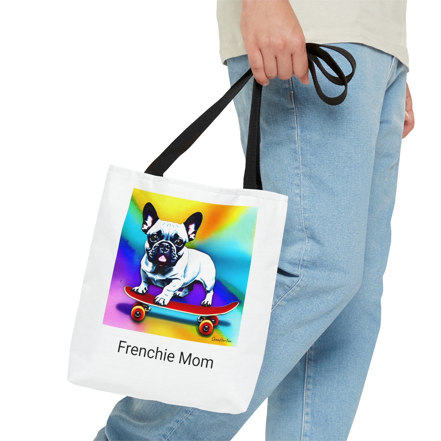 Frenchie on a Skateboard #3/Frenchie Mom Tote Bag (AOP)