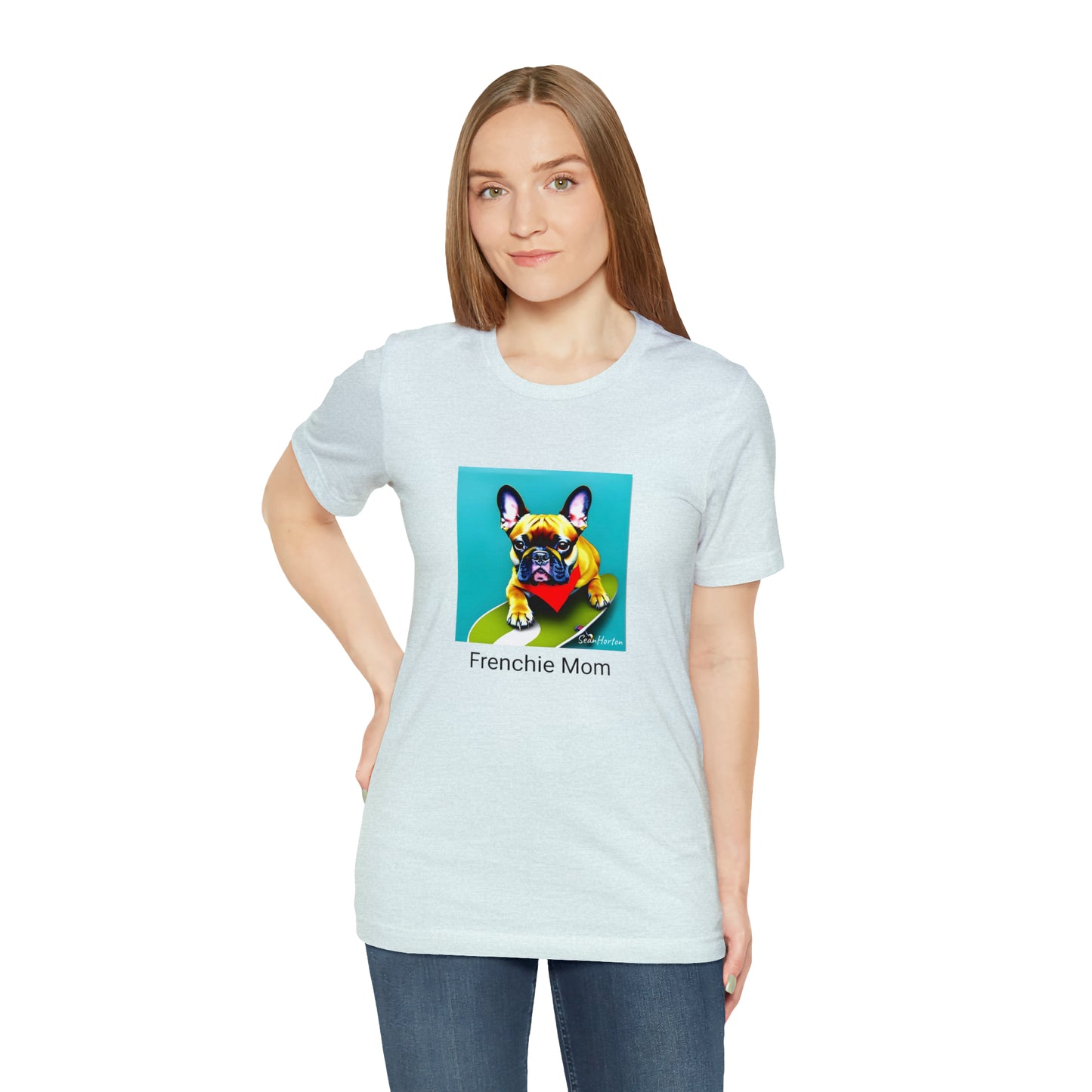 Frenchie on a Skateboard #2/Frenchie Mom Unisex Jersey Short Sleeve Tee