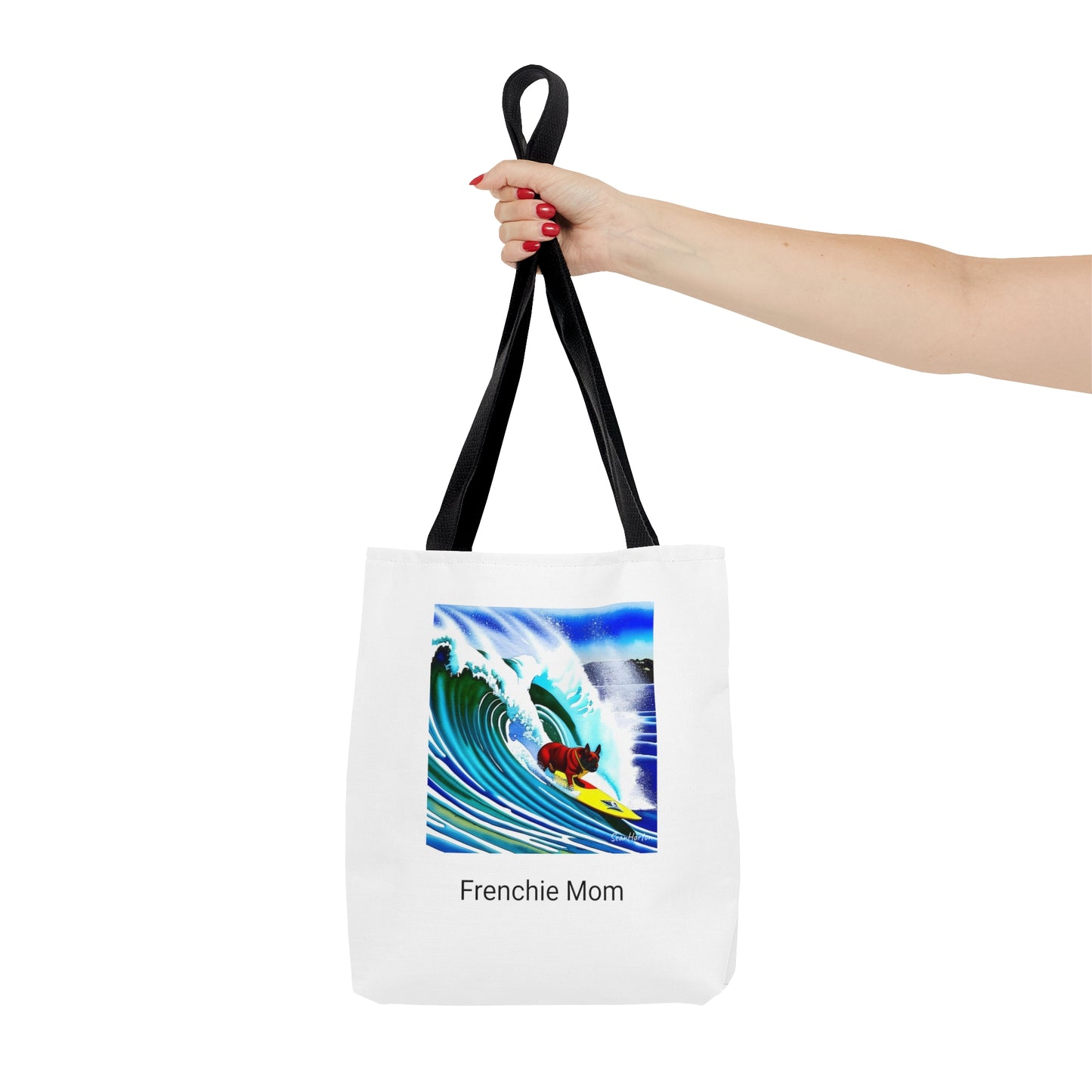 Surfing Frenchie/Frenchie Mom Tote Bag (AOP)