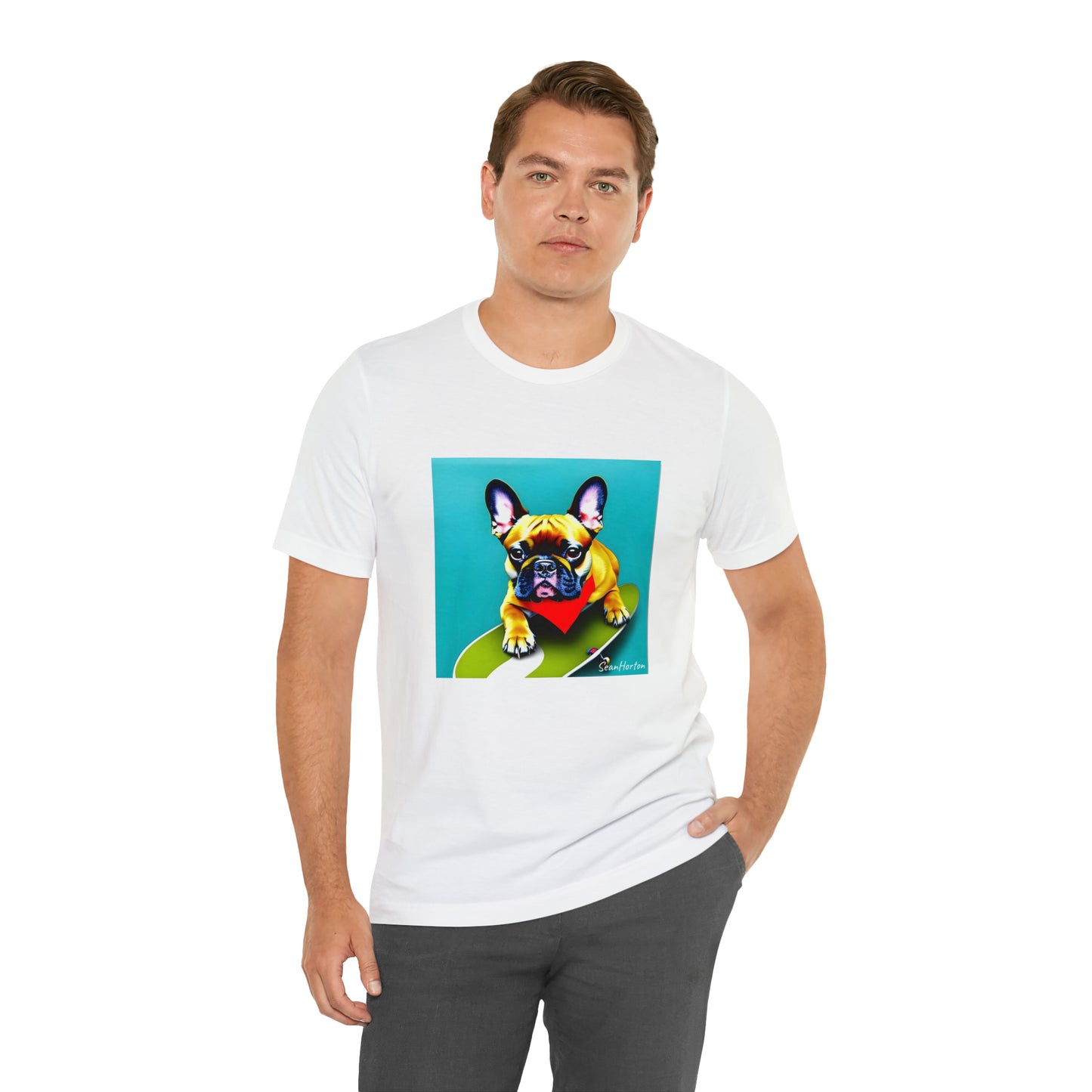 Frenchie on a Skateboard #2 Unisex Jersey Short Sleeve Tee