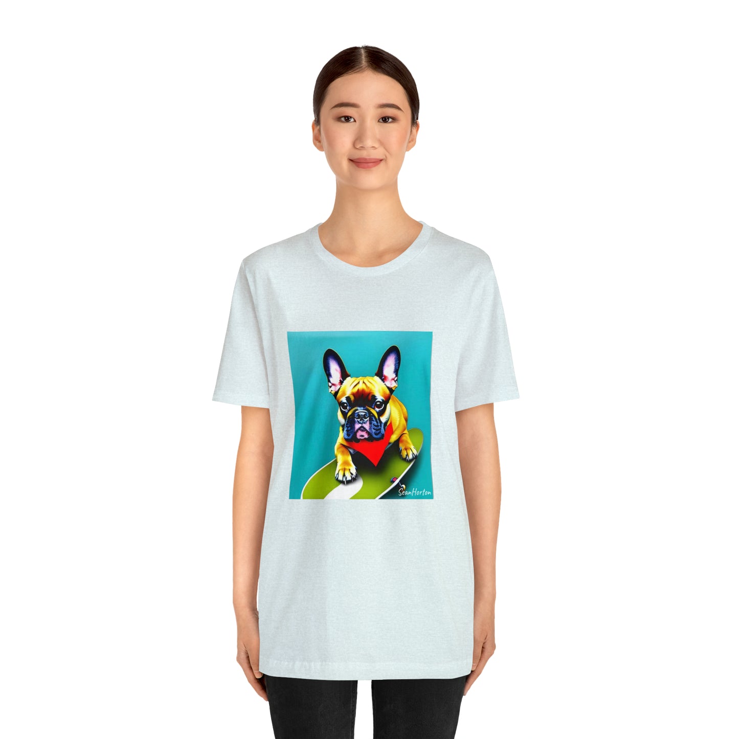 Frenchie on a Skateboard #2 Unisex Jersey Short Sleeve Tee