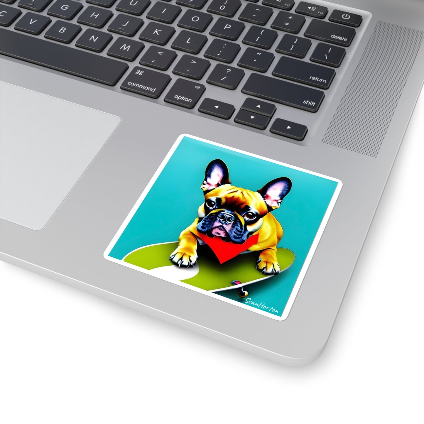 Frenchie on a Skateboard #2 Square Stickers