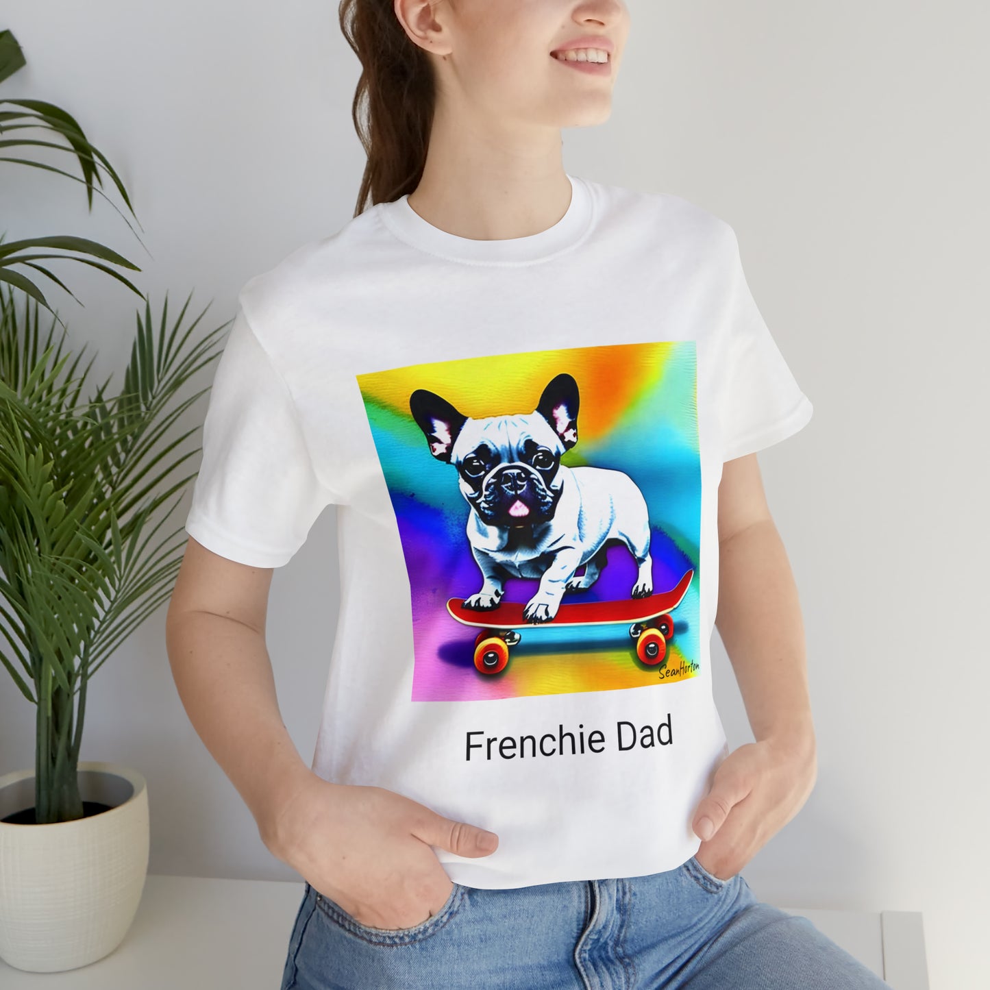 Frenchie on a Skateboard #3 Unisex Jersey Short Sleeve Tee