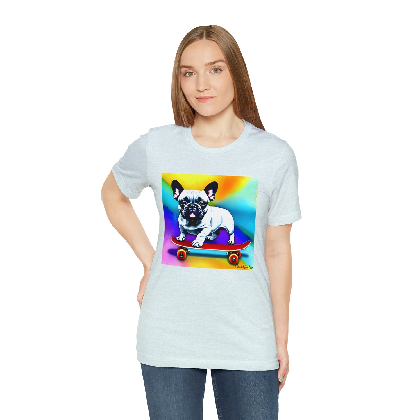 Frenchie on a Skateboard #3 Unisex Jersey Short Sleeve Tee