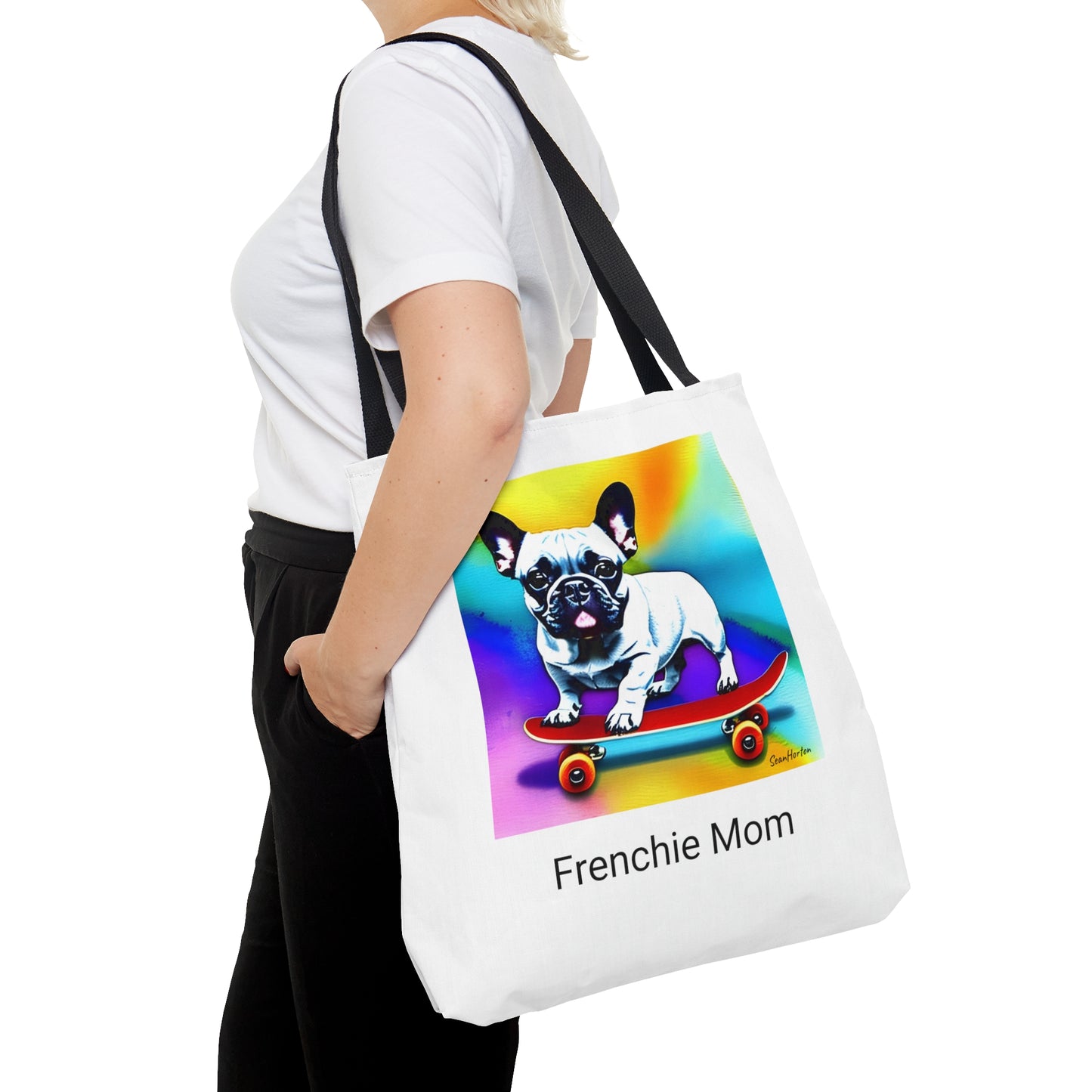 Frenchie on a Skateboard #3/Frenchie Mom Tote Bag (AOP)
