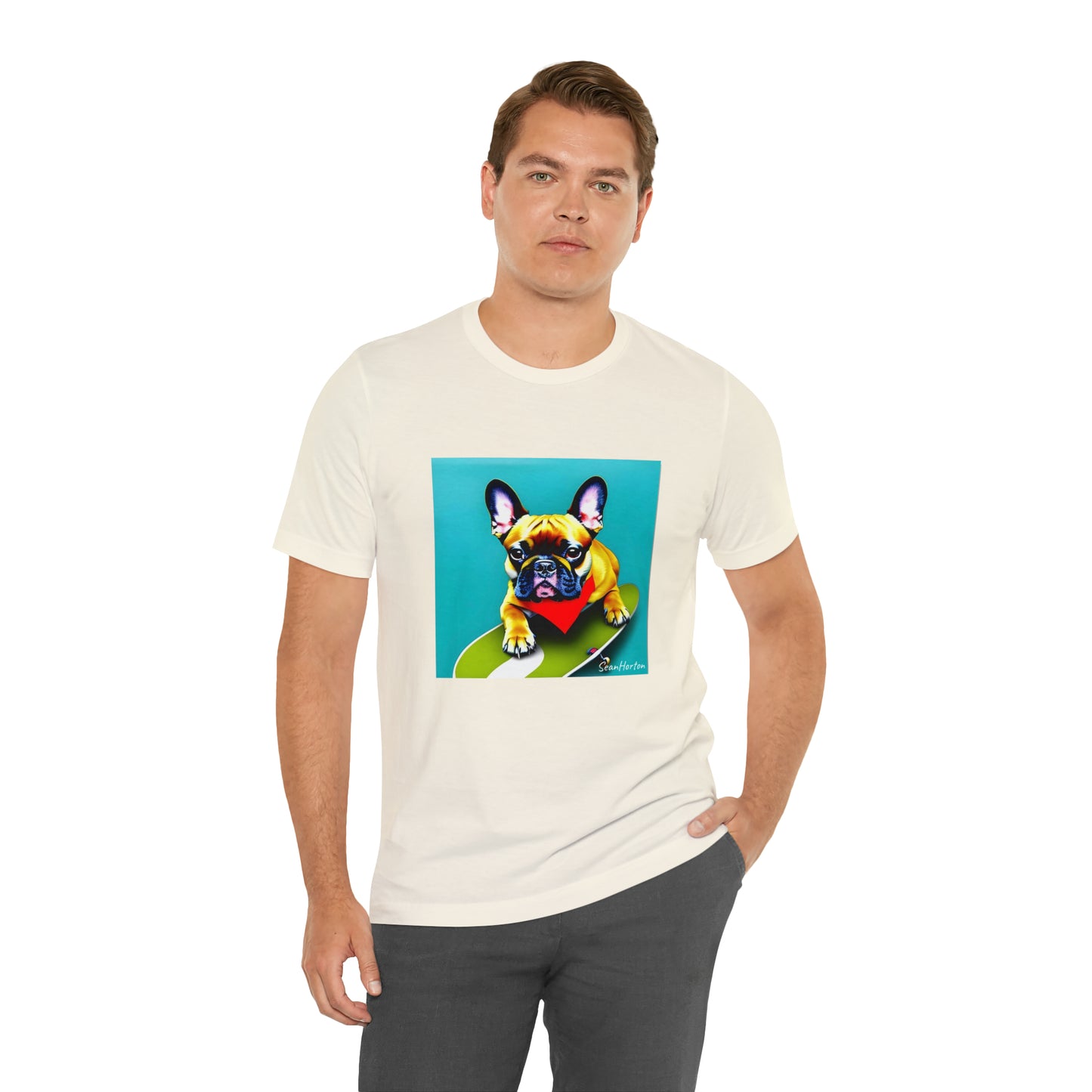 Frenchie on a Skateboard #2 Unisex Jersey Short Sleeve Tee
