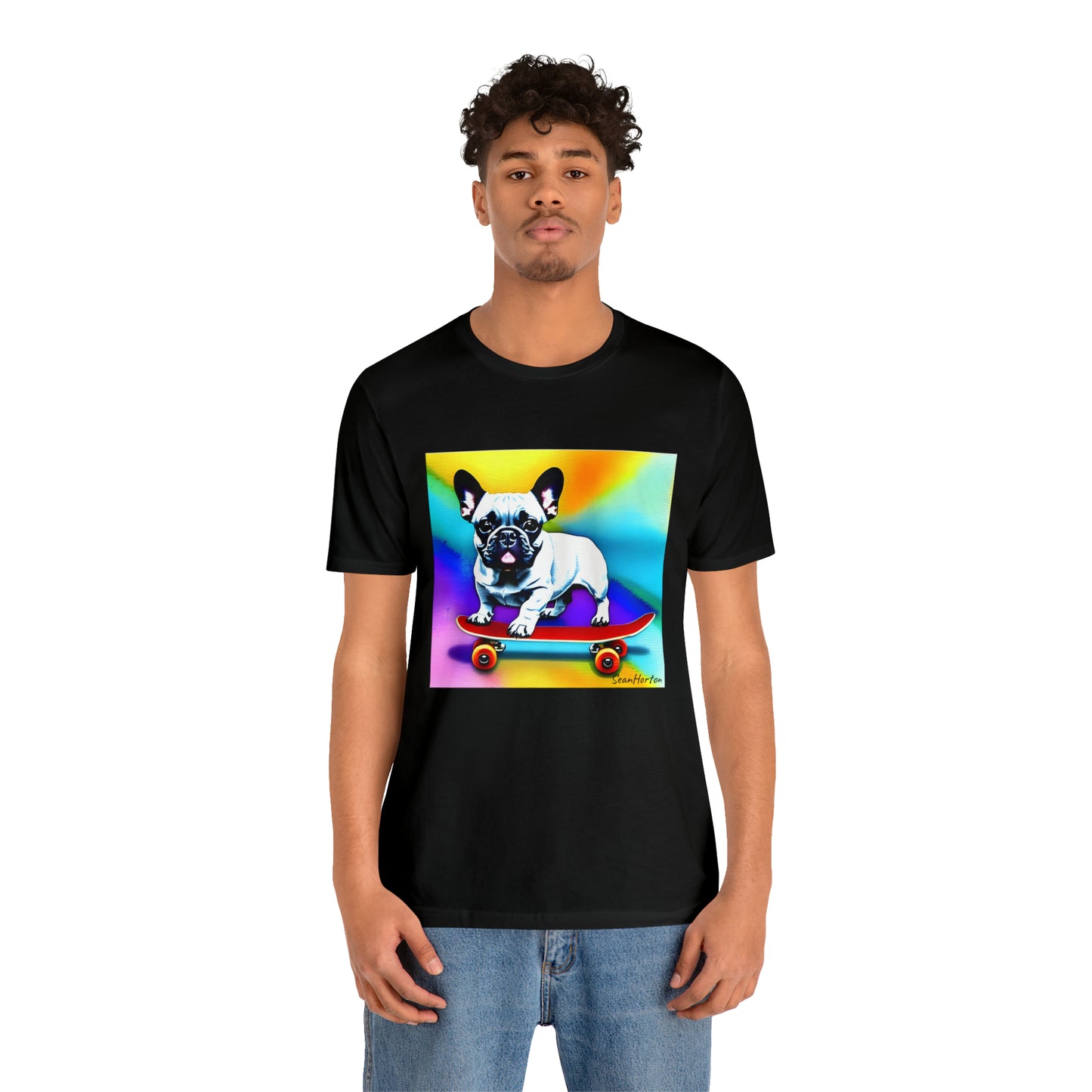 Frenchie on a Skateboard #3 Unisex Jersey Short Sleeve Tee