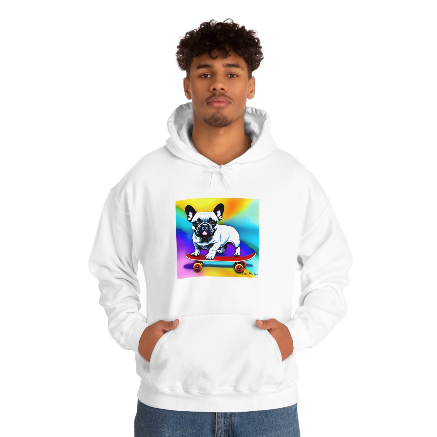 Frenchie on a Skateboard #3 Unisex Heavy Blend™ Hooded Sweatshirt