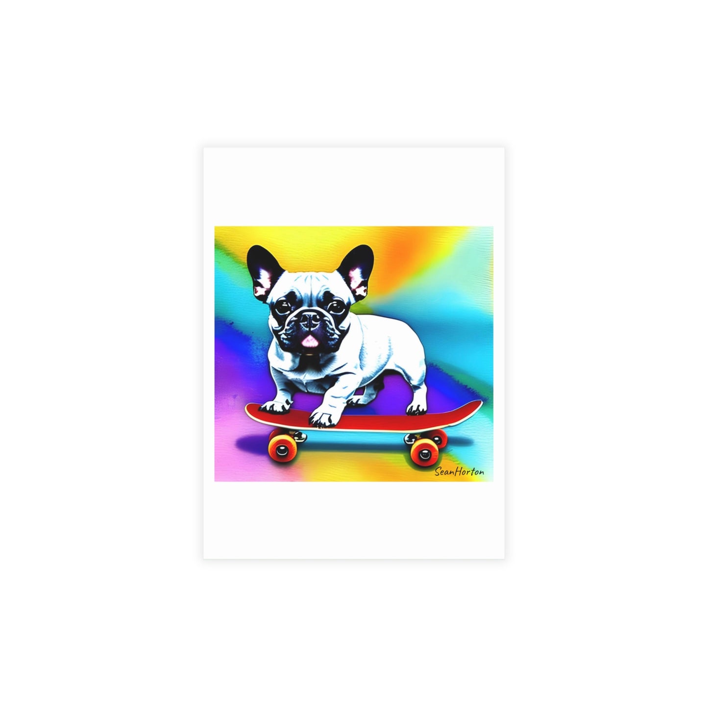 Frenchie on a Skateboard #3 Postcard Bundles (envelopes included)