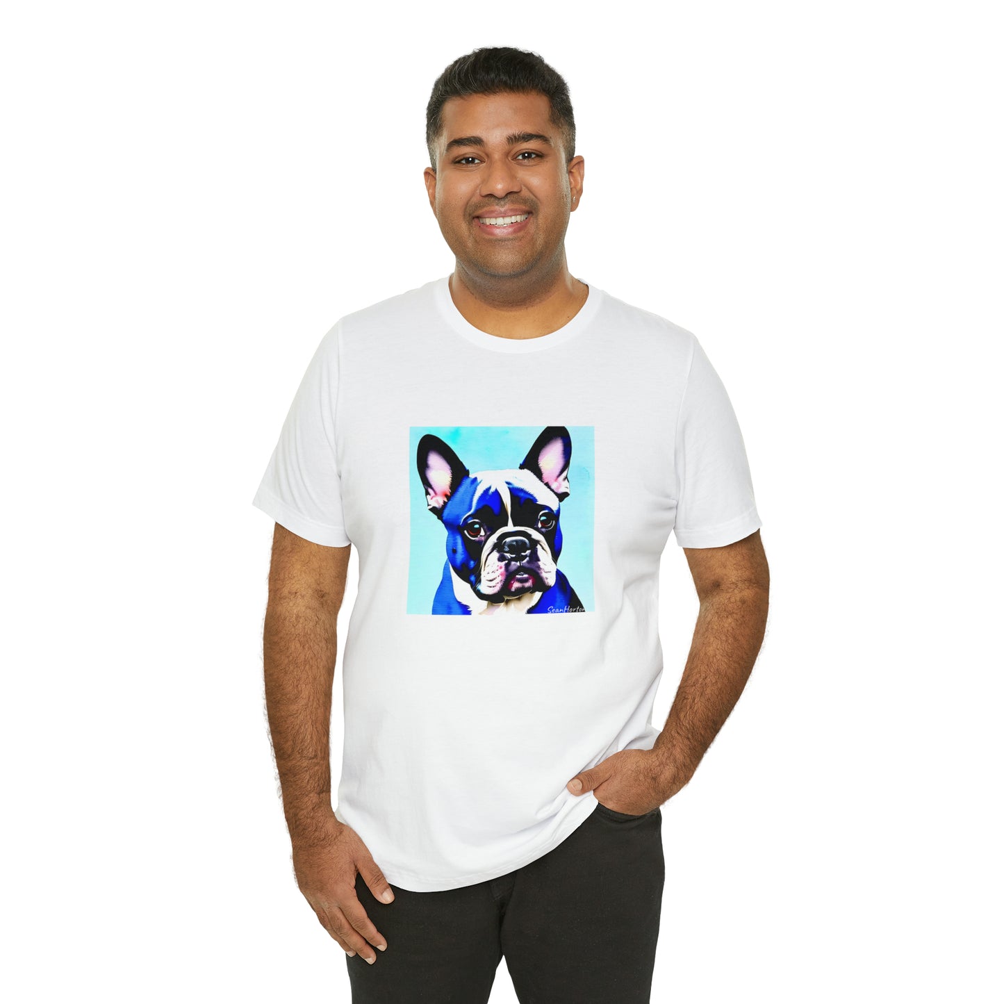 Blue Frenchie Unisex Jersey Short Sleeve Tee