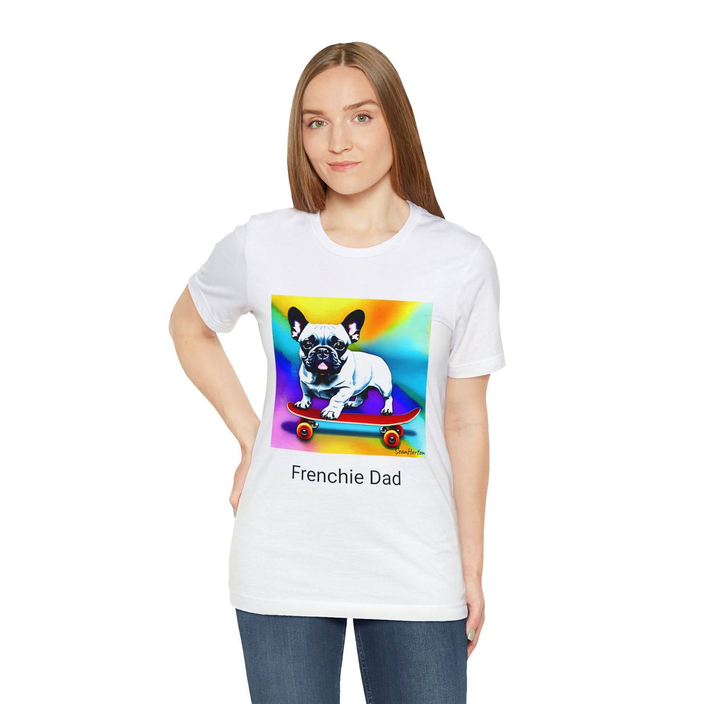 Frenchie on a Skateboard #3 Unisex Jersey Short Sleeve Tee