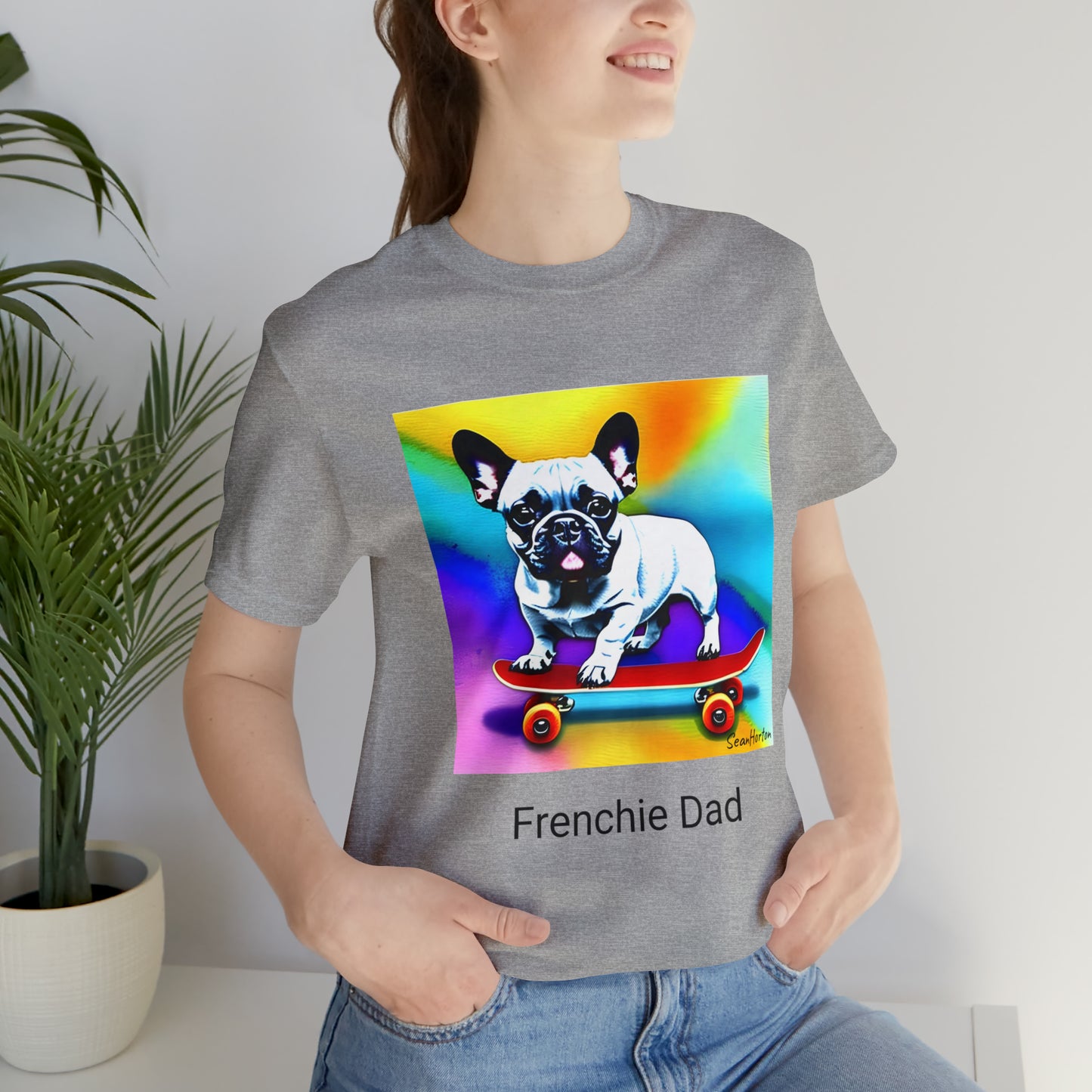 Frenchie on a Skateboard #3 Unisex Jersey Short Sleeve Tee