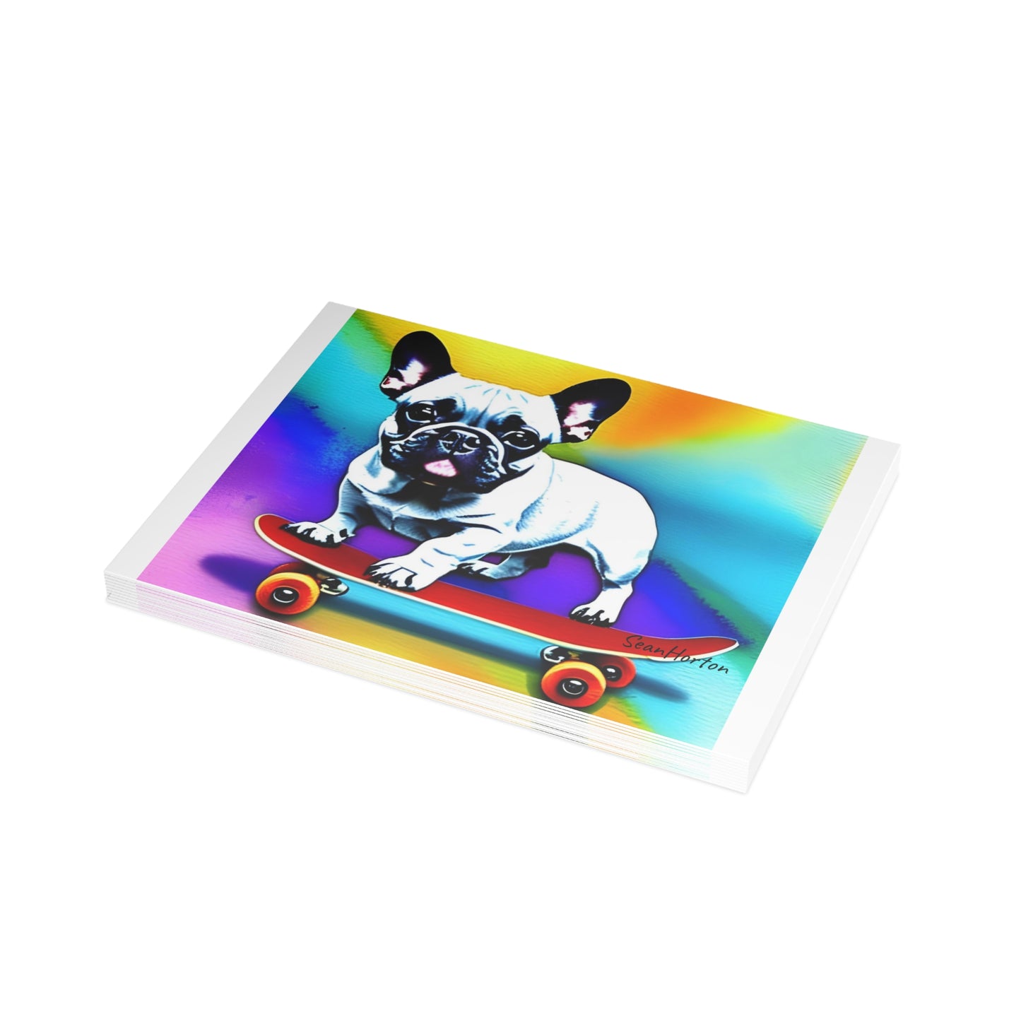 Frenchie on a Skateboard #3 Postcard Bundles (envelopes included)