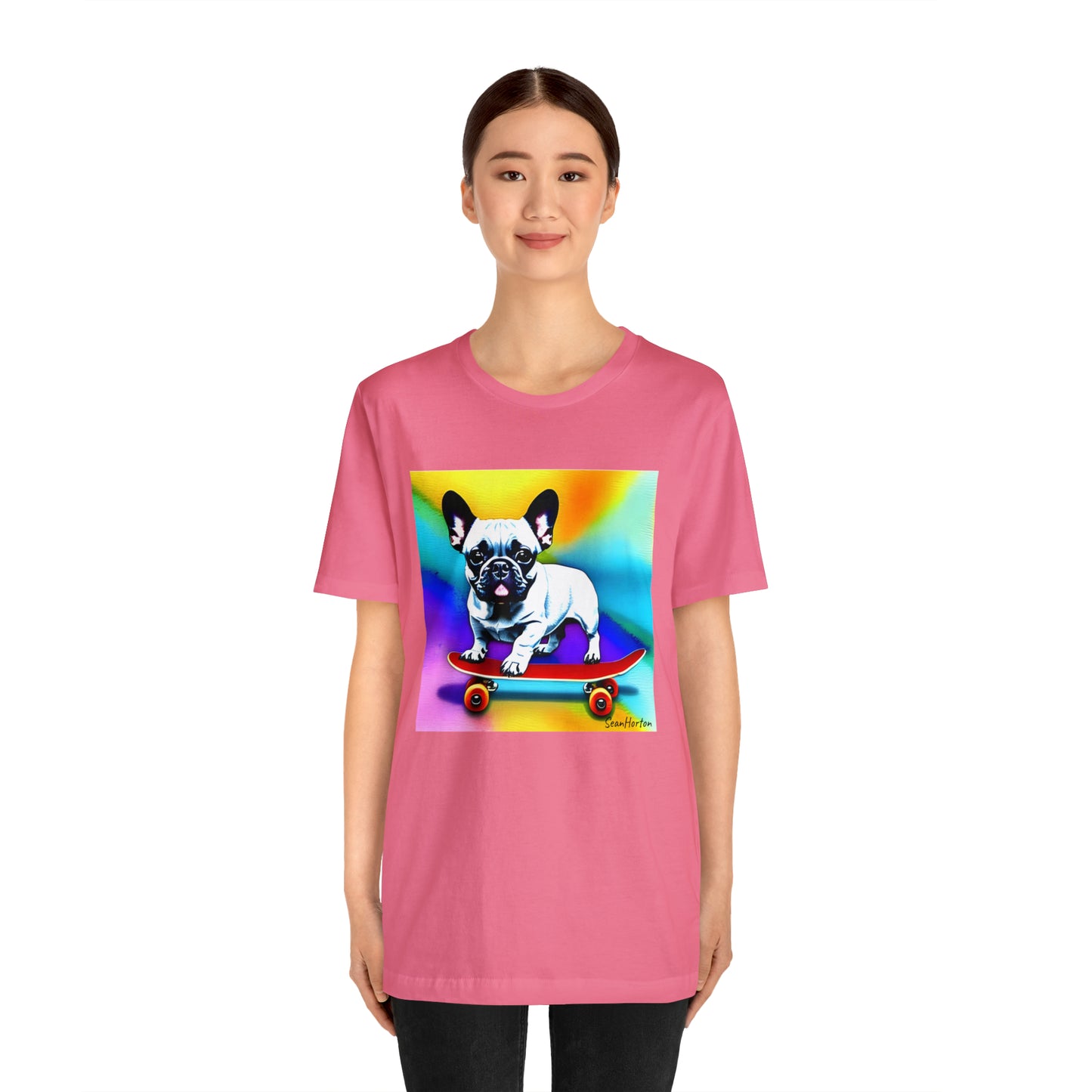 Frenchie on a Skateboard #3 Unisex Jersey Short Sleeve Tee