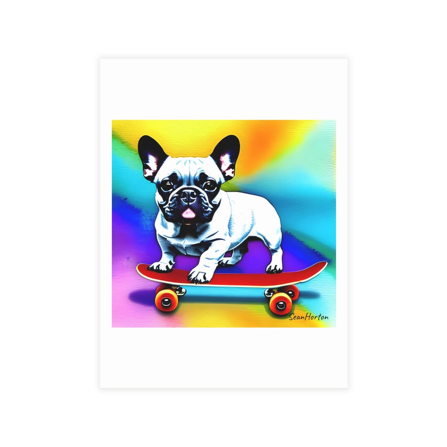 Frenchie on a Skateboard #3 Postcard Bundles (envelopes included)