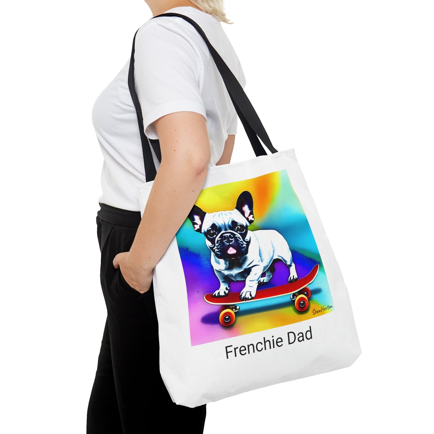 Frenchie on a Skateboard #3/Frenchie Dad Tote Bag (AOP)