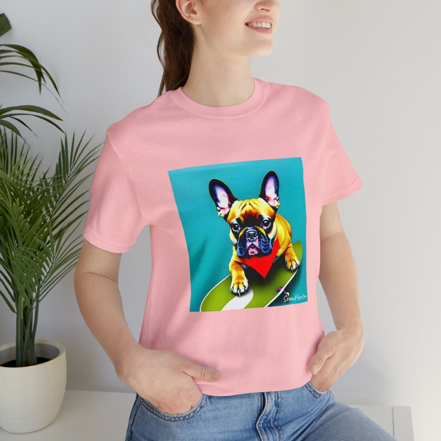 Frenchie on a Skateboard #2 Unisex Jersey Short Sleeve Tee