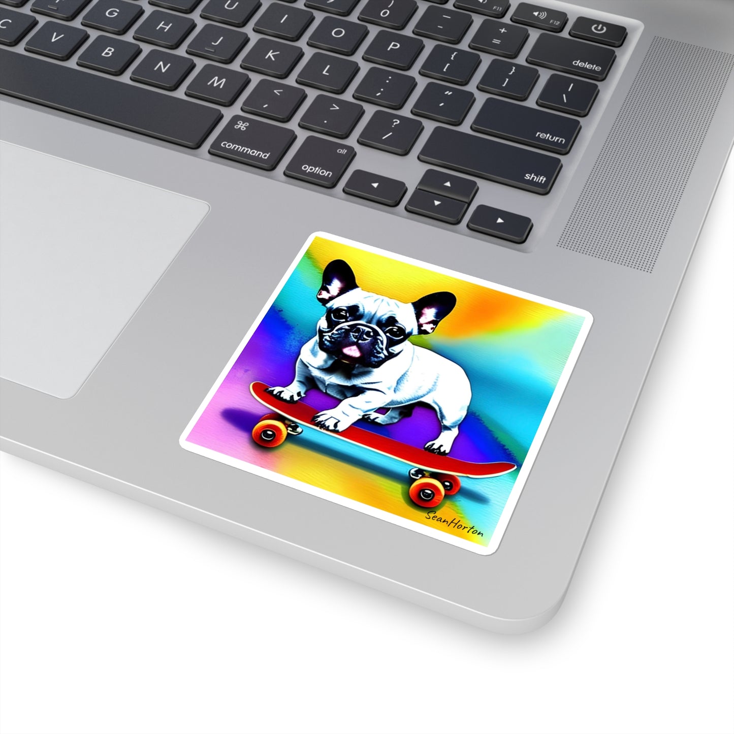 Frenchie on a Skateboard #3 Square Stickers