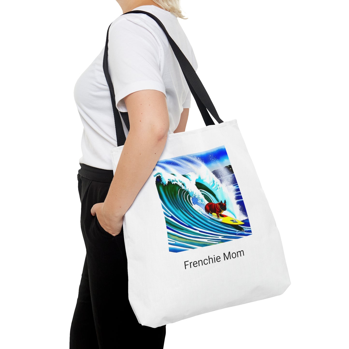 Surfing Frenchie/Frenchie Mom Tote Bag (AOP)