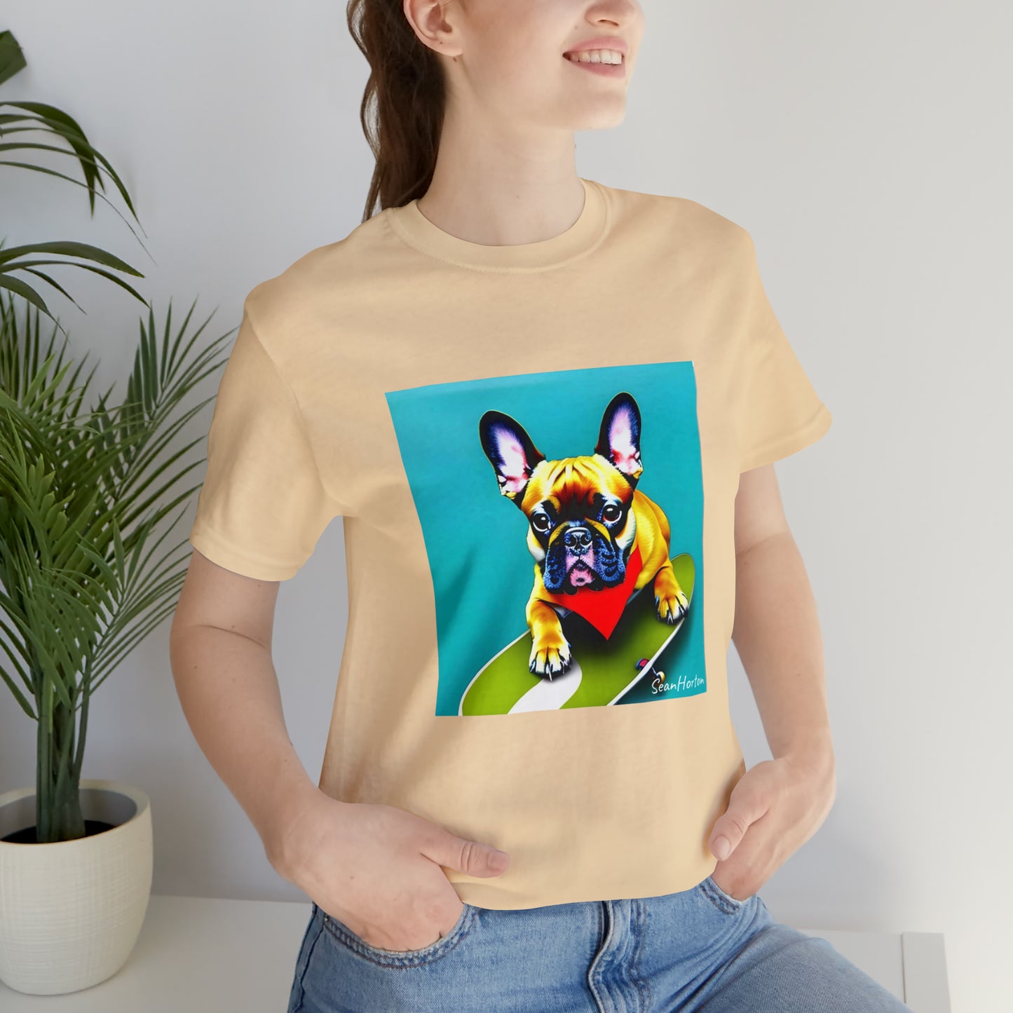 Frenchie on a Skateboard #2 Unisex Jersey Short Sleeve Tee
