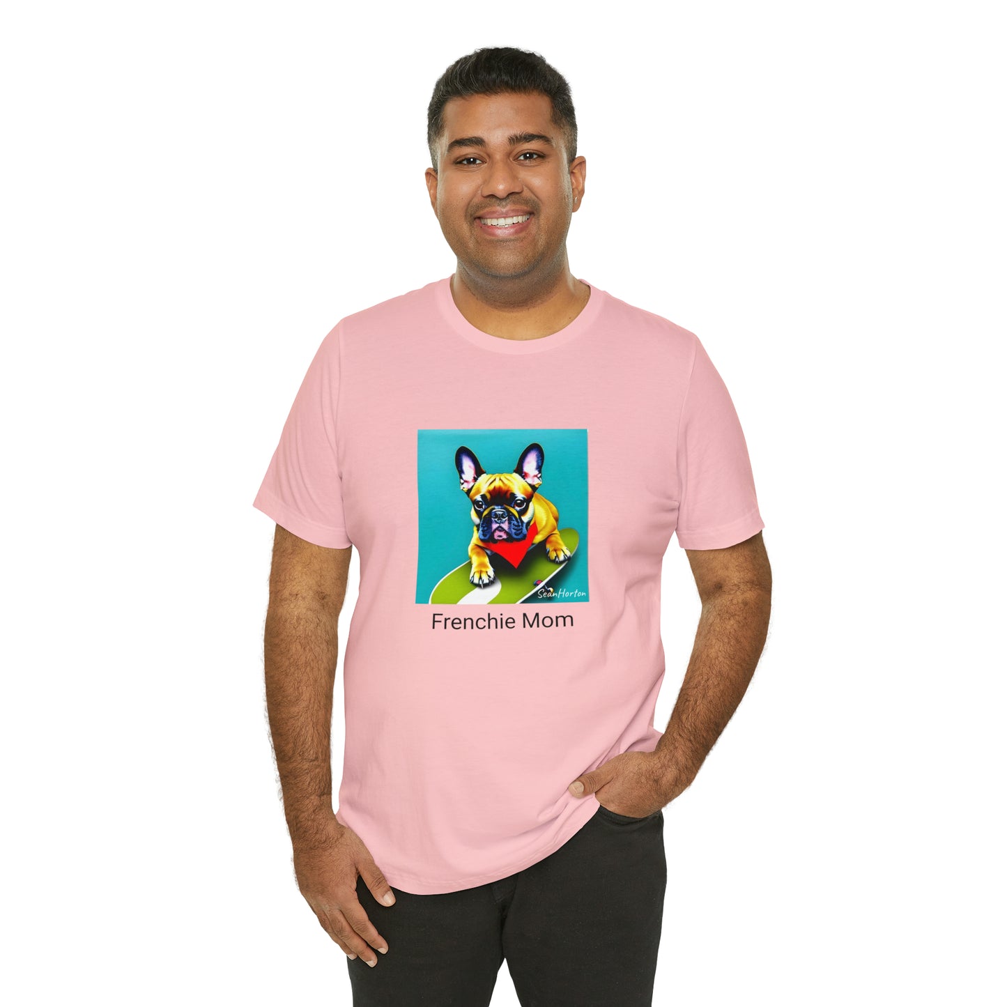 Frenchie on a Skateboard #2/Frenchie Mom Unisex Jersey Short Sleeve Tee