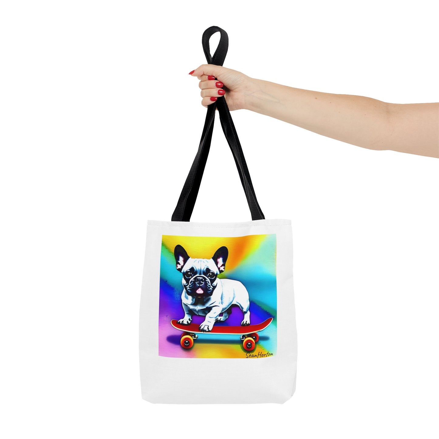 Frenchie on a Skateboard #3 Tote Bag (AOP)