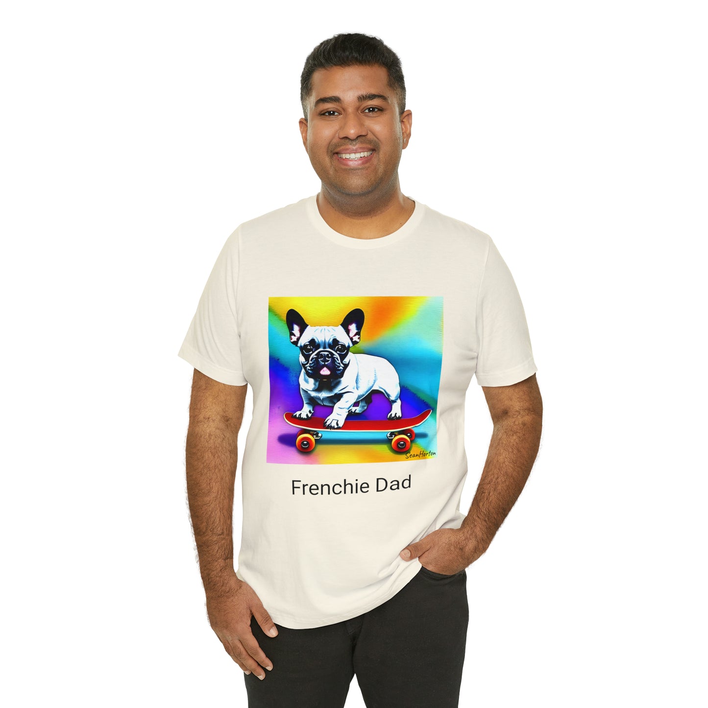 Frenchie on a Skateboard #3 Unisex Jersey Short Sleeve Tee