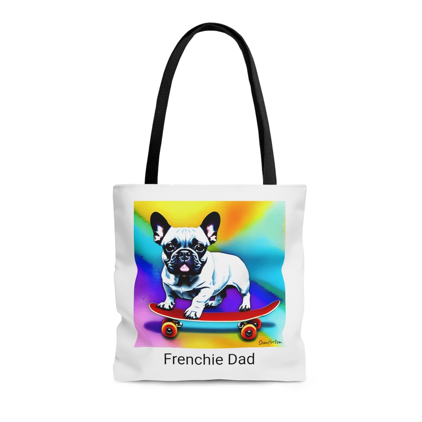 Frenchie on a Skateboard #3/Frenchie Dad Tote Bag (AOP)