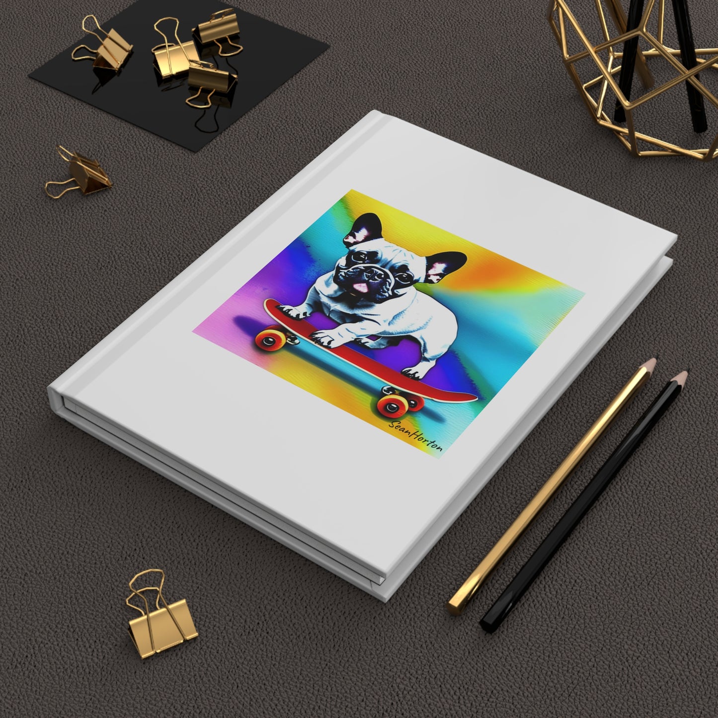 Frenchie on a Skateboard #3 Hardcover Journal Matte