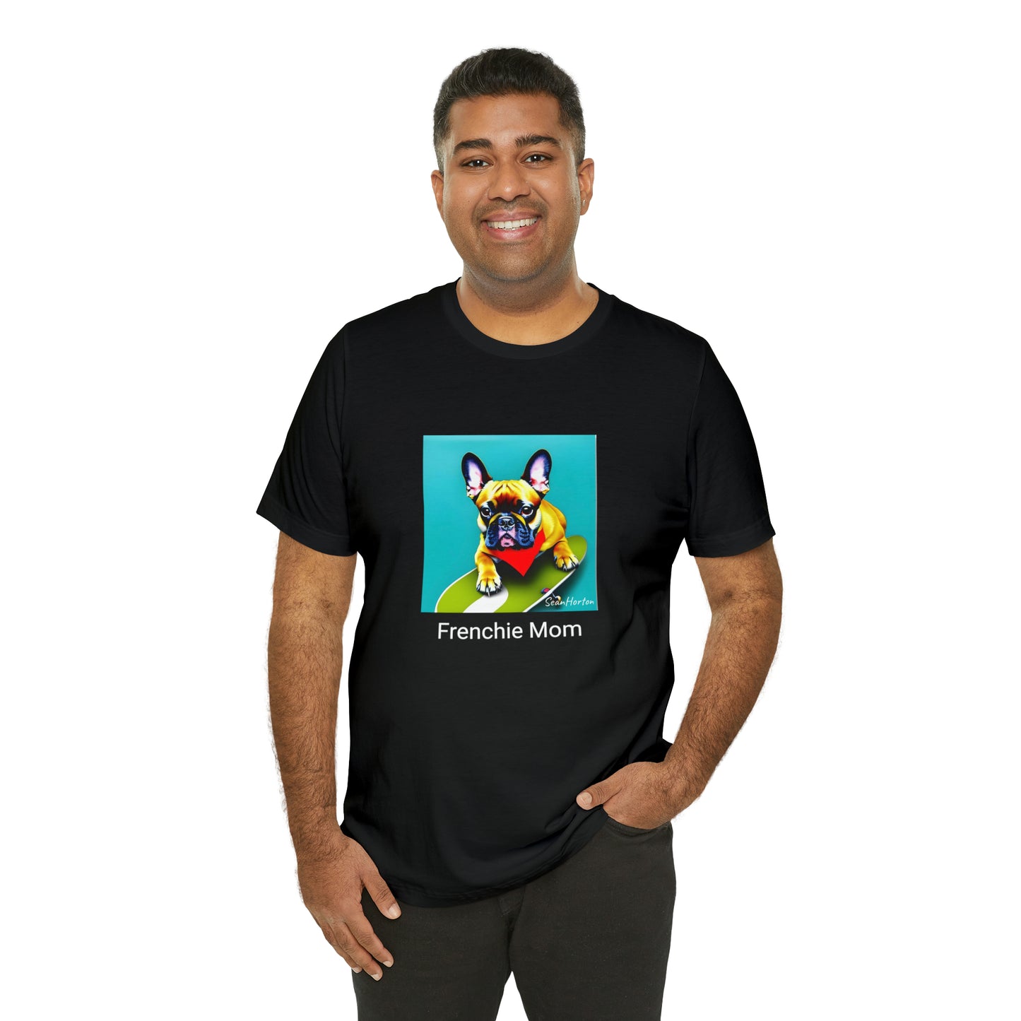 Frenchie on a Skateboard #2/Frenchie Mom Unisex Jersey Short Sleeve Tee