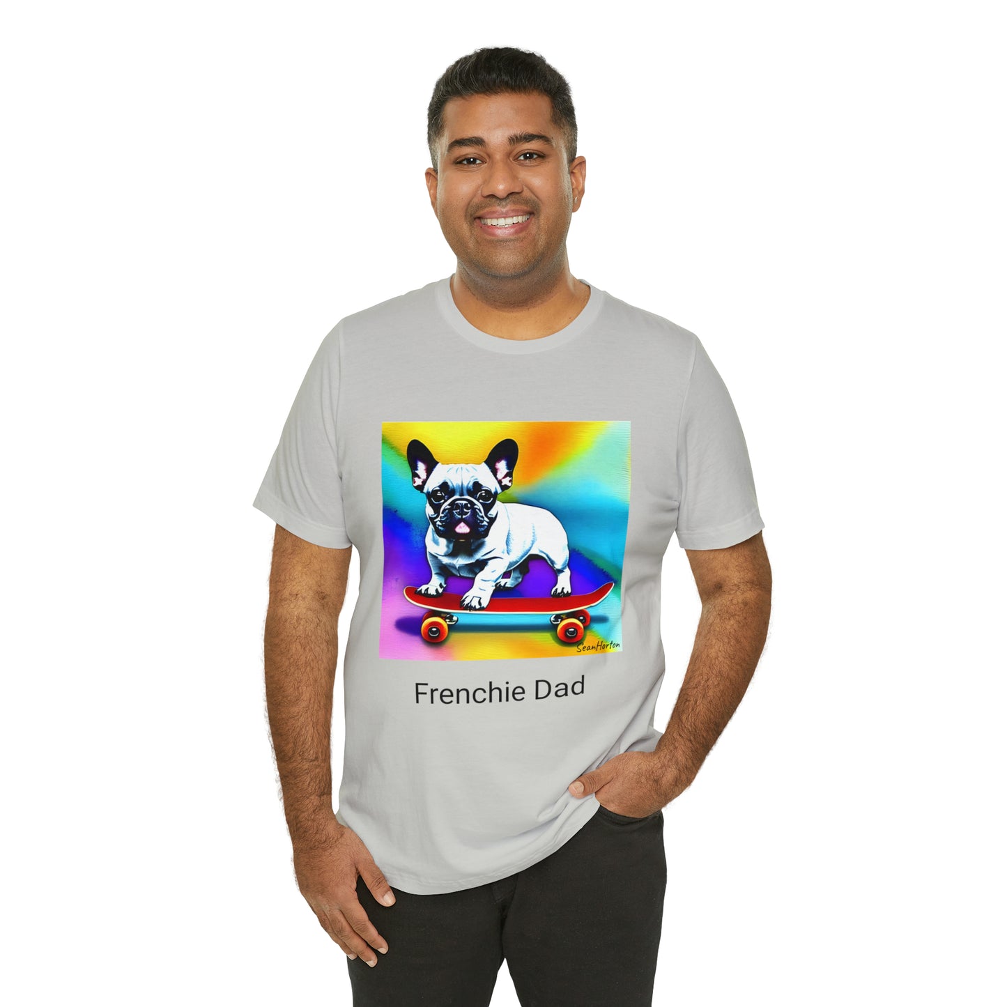 Frenchie on a Skateboard #3 Unisex Jersey Short Sleeve Tee