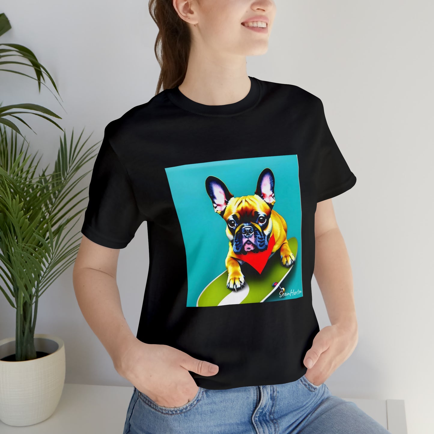 Frenchie on a Skateboard #2 Unisex Jersey Short Sleeve Tee