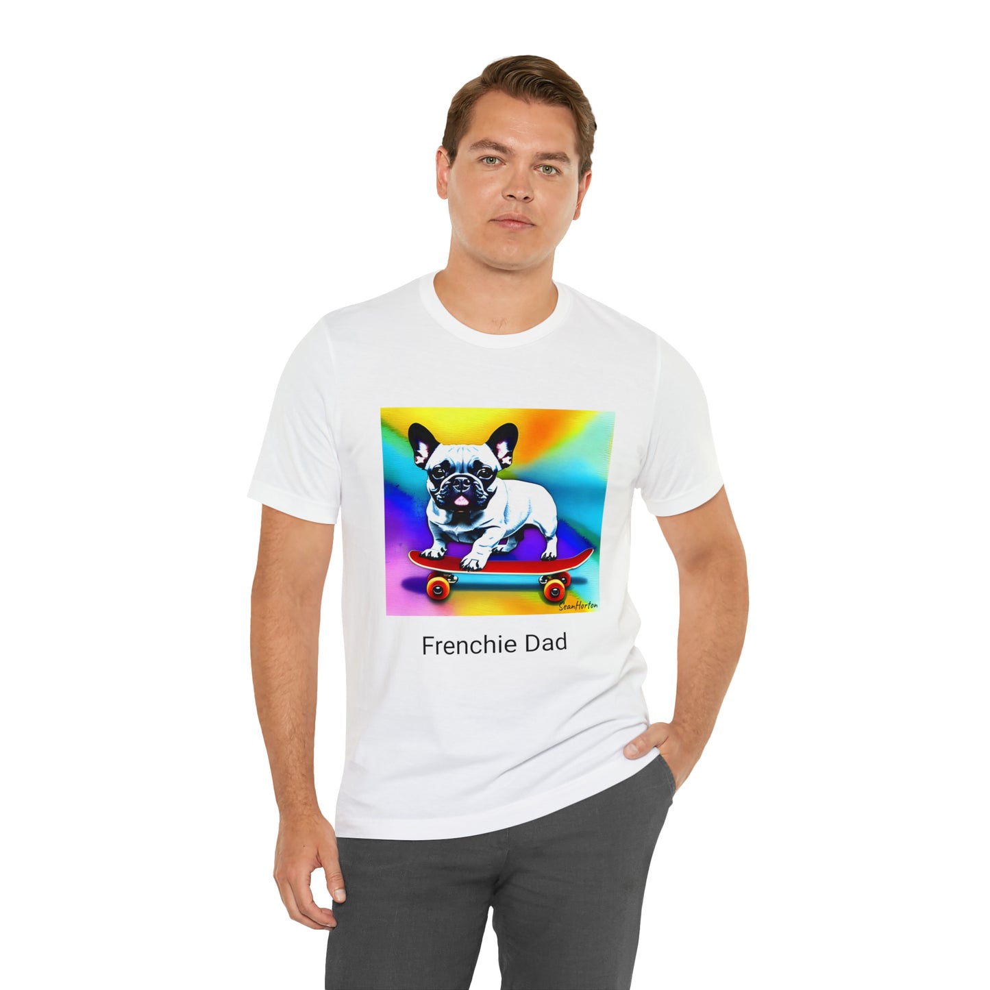Frenchie on a Skateboard #3 Unisex Jersey Short Sleeve Tee