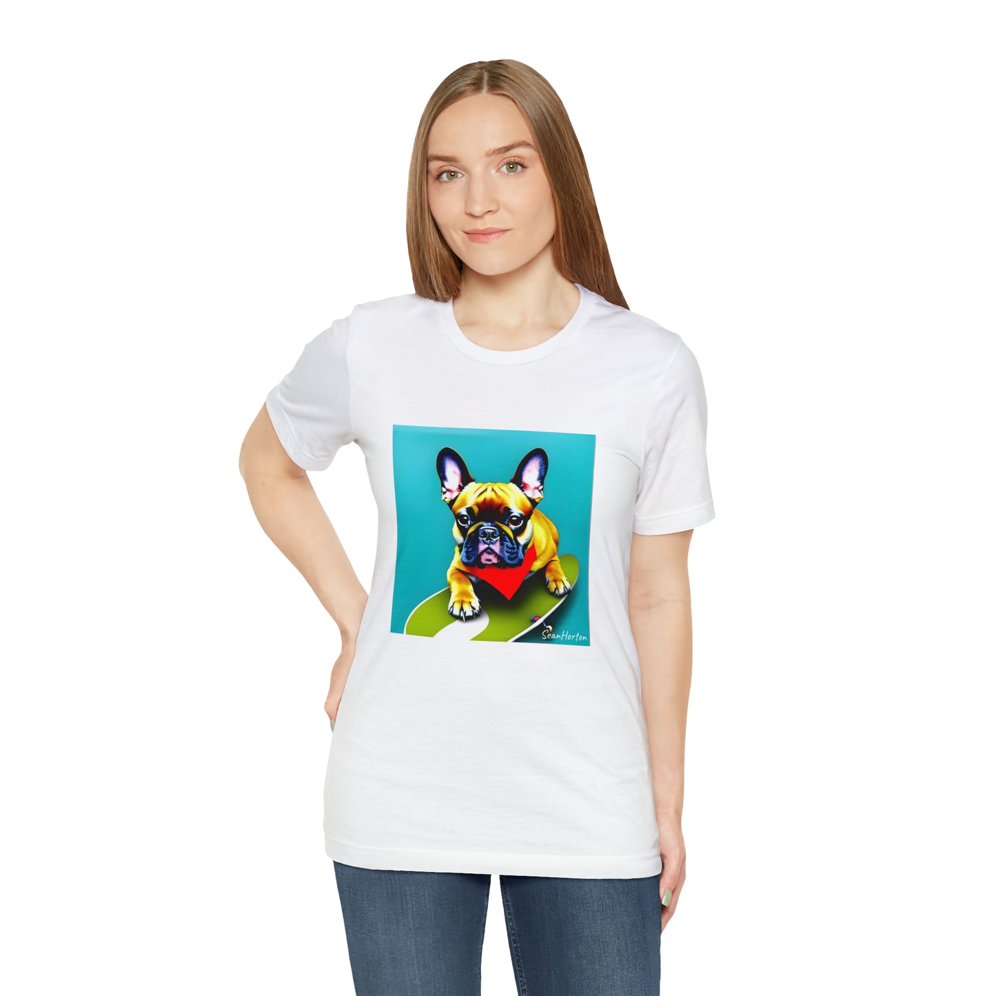 Frenchie on a Skateboard #2 Unisex Jersey Short Sleeve Tee