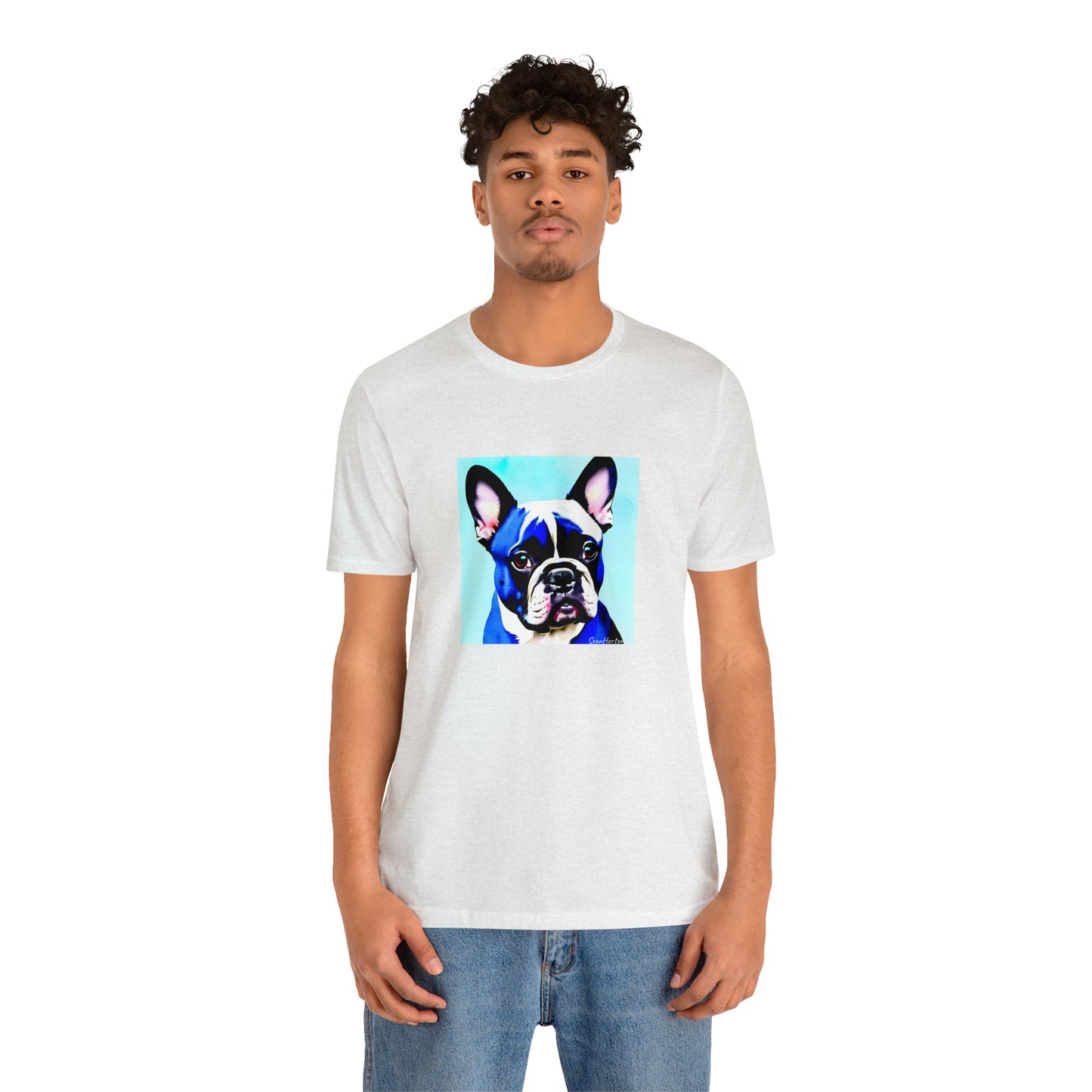 Blue Frenchie Unisex Jersey Short Sleeve Tee