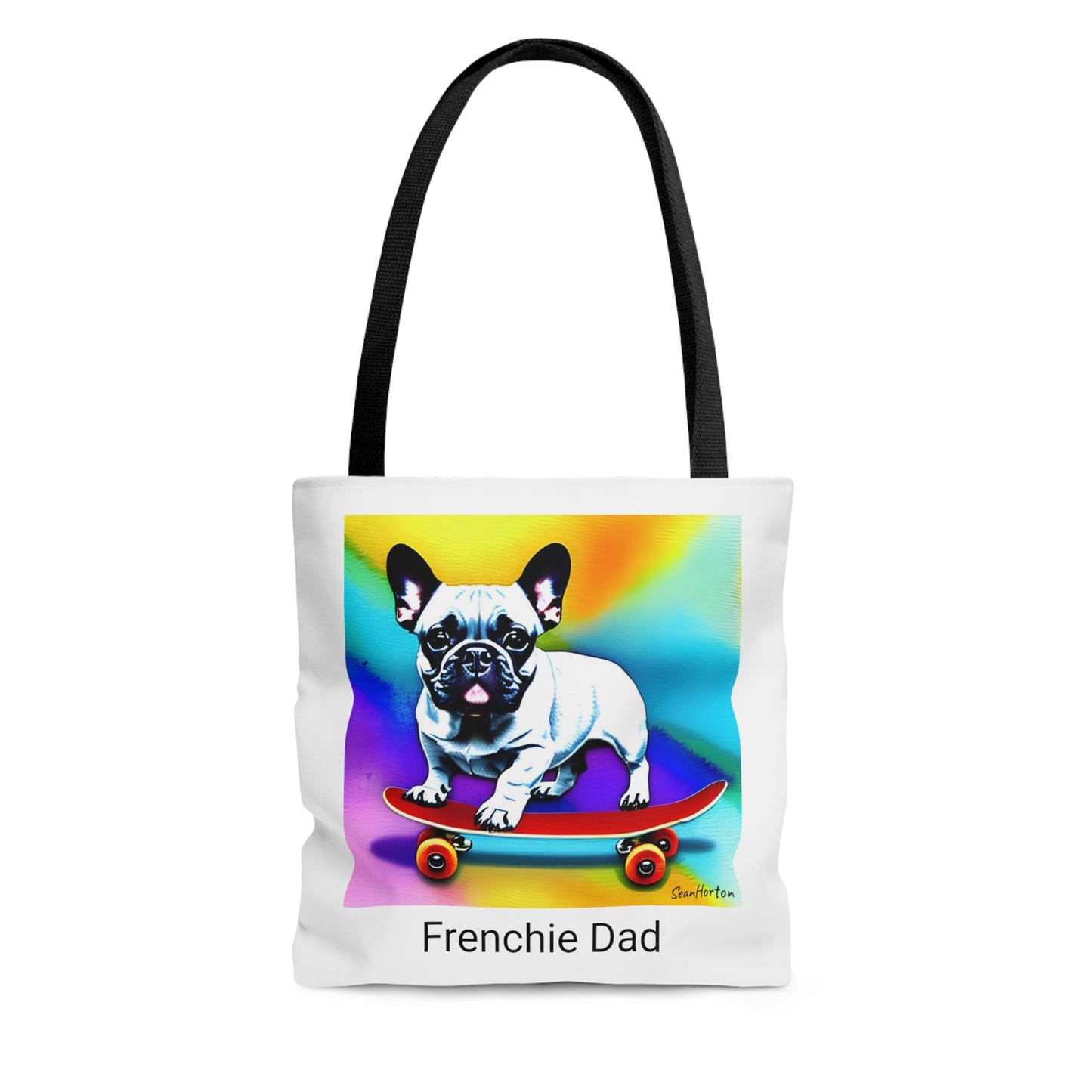 Frenchie on a Skateboard #3/Frenchie Dad Tote Bag (AOP)
