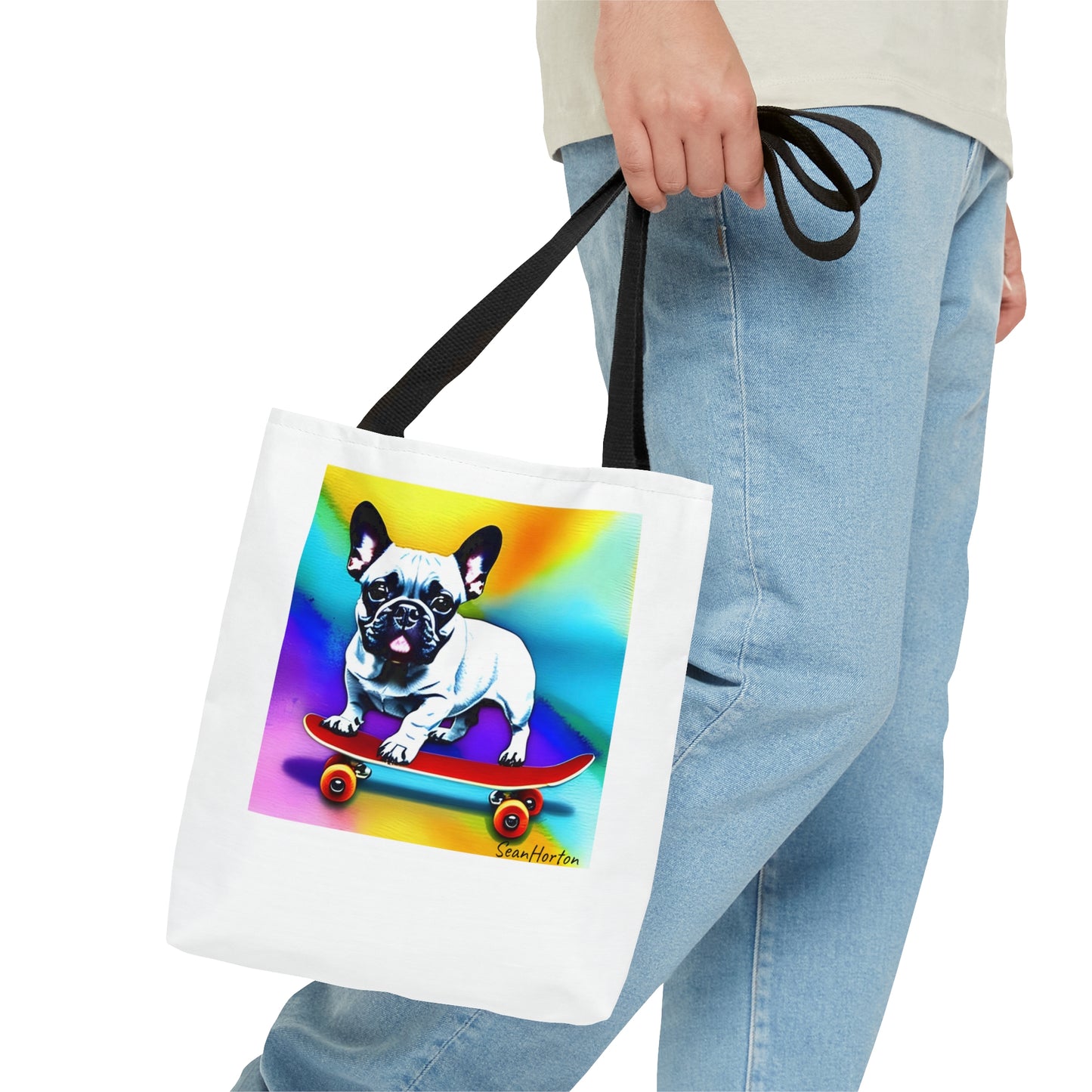 Frenchie on a Skateboard #3 Tote Bag (AOP)