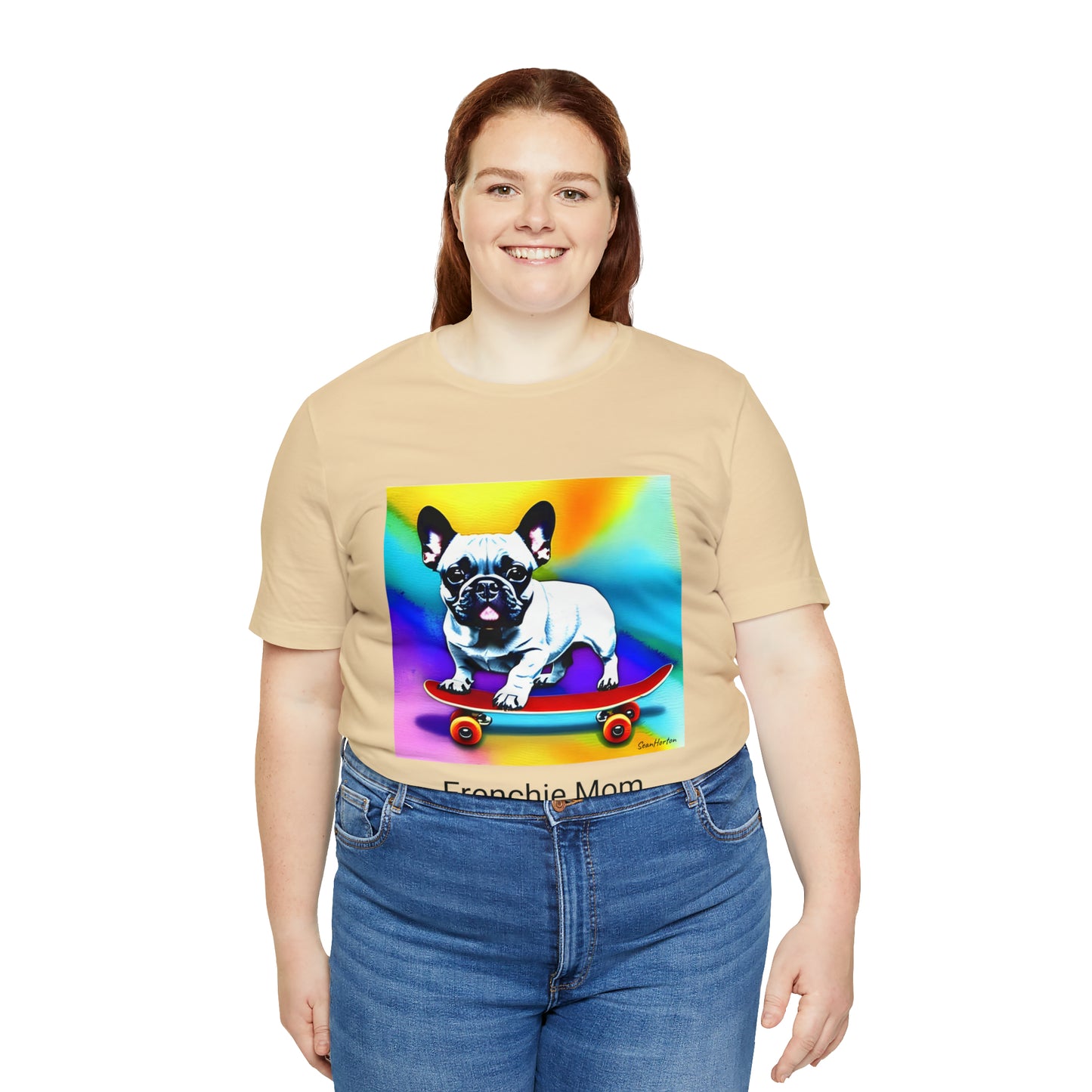 Frenchie on a Skateboard #3/Frenchie Mom Unisex Jersey Short Sleeve Tee