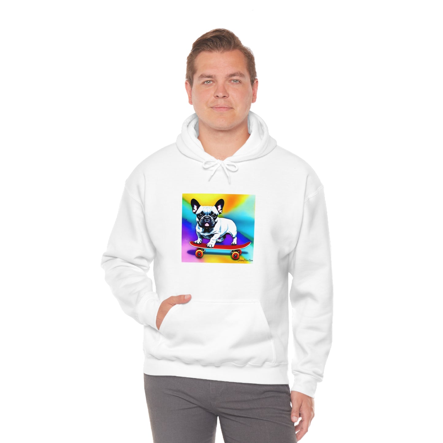 Frenchie on a Skateboard #3 Unisex Heavy Blend™ Hooded Sweatshirt
