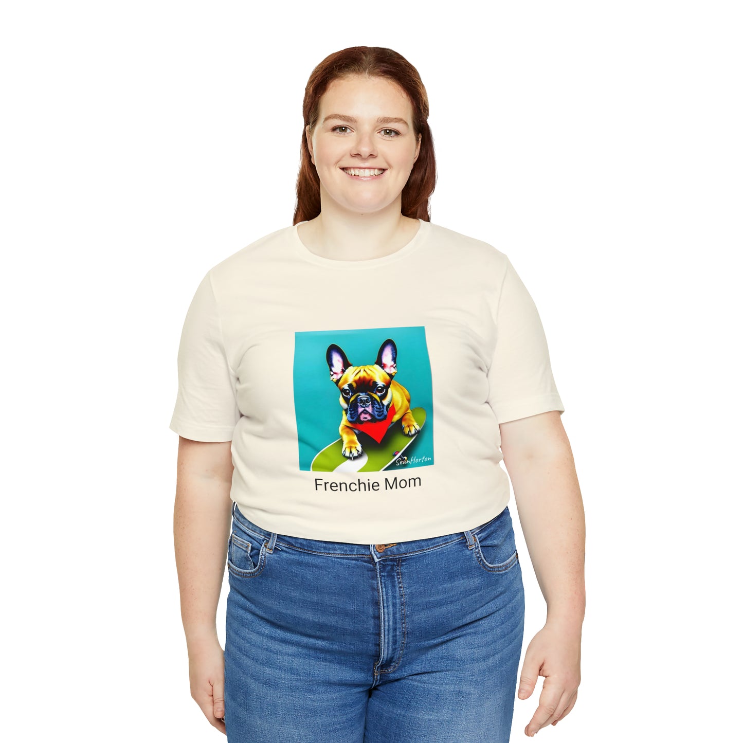 Frenchie on a Skateboard #2/Frenchie Mom Unisex Jersey Short Sleeve Tee
