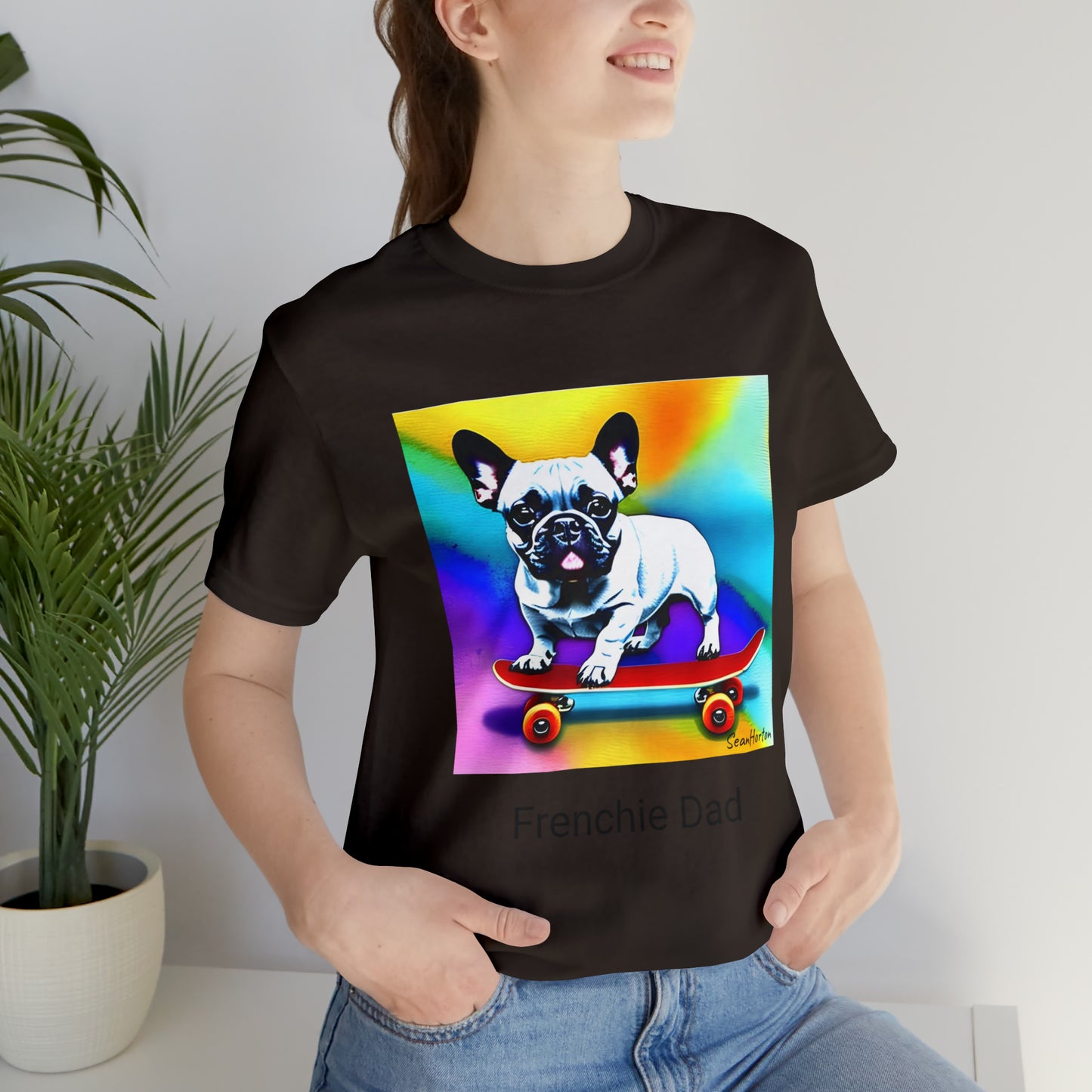 Frenchie on a Skateboard #3 Unisex Jersey Short Sleeve Tee