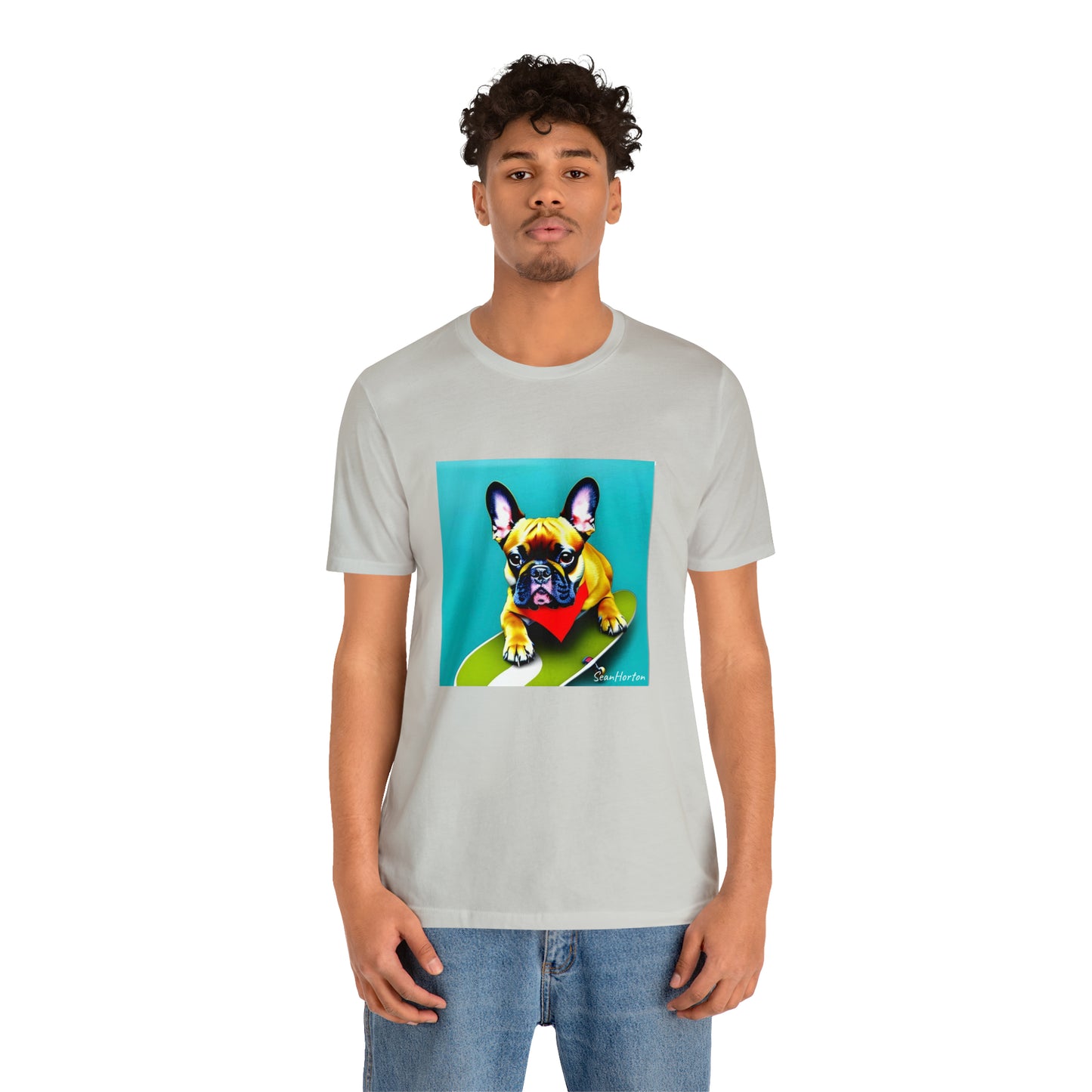 Frenchie on a Skateboard #2 Unisex Jersey Short Sleeve Tee