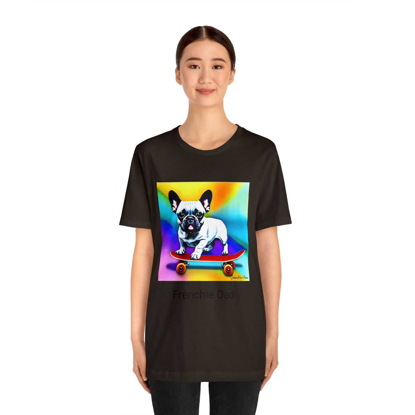 Frenchie on a Skateboard #3 Unisex Jersey Short Sleeve Tee