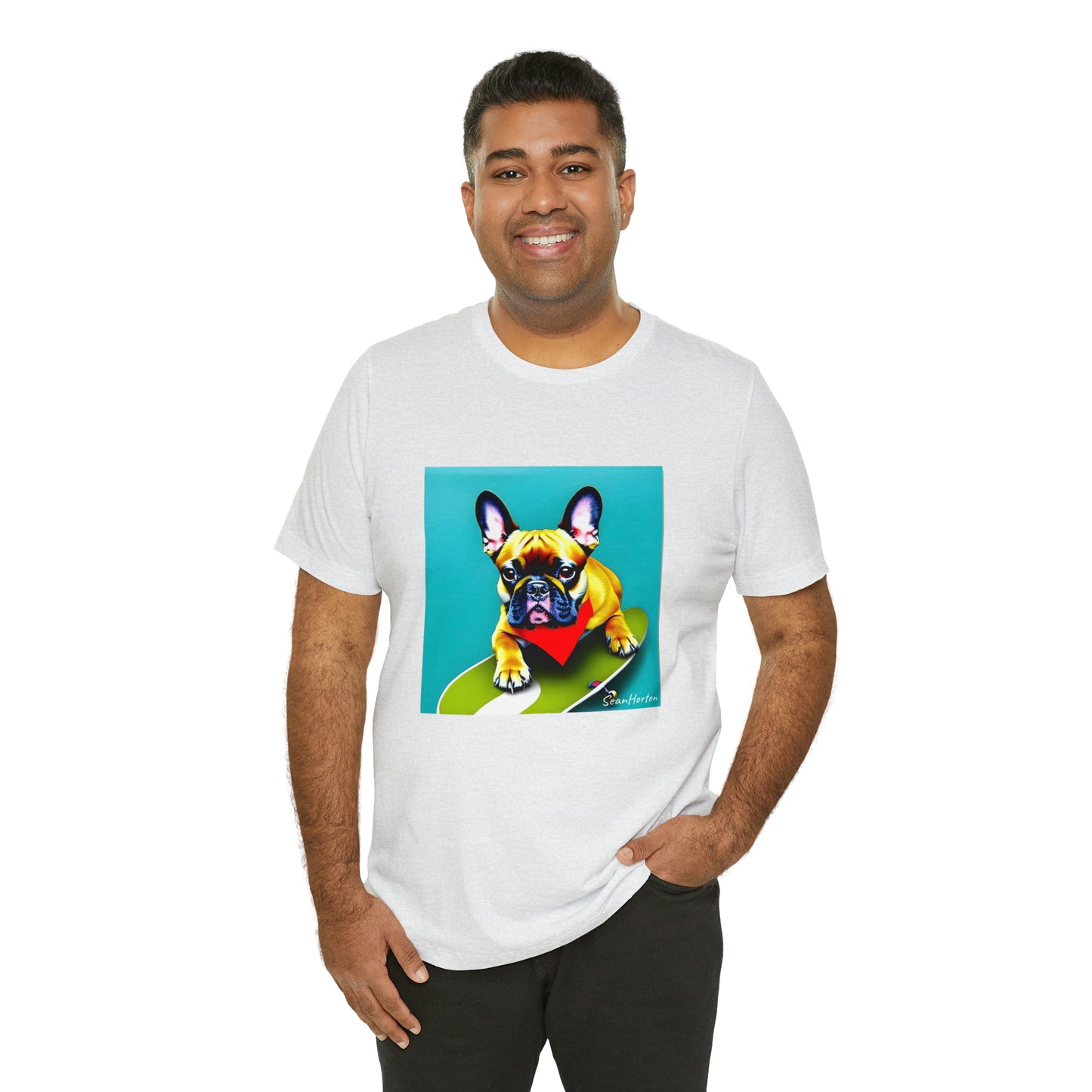Frenchie on a Skateboard #2 Unisex Jersey Short Sleeve Tee