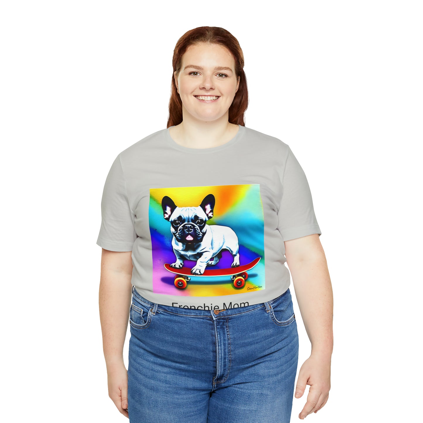 Frenchie on a Skateboard #3/Frenchie Mom Unisex Jersey Short Sleeve Tee