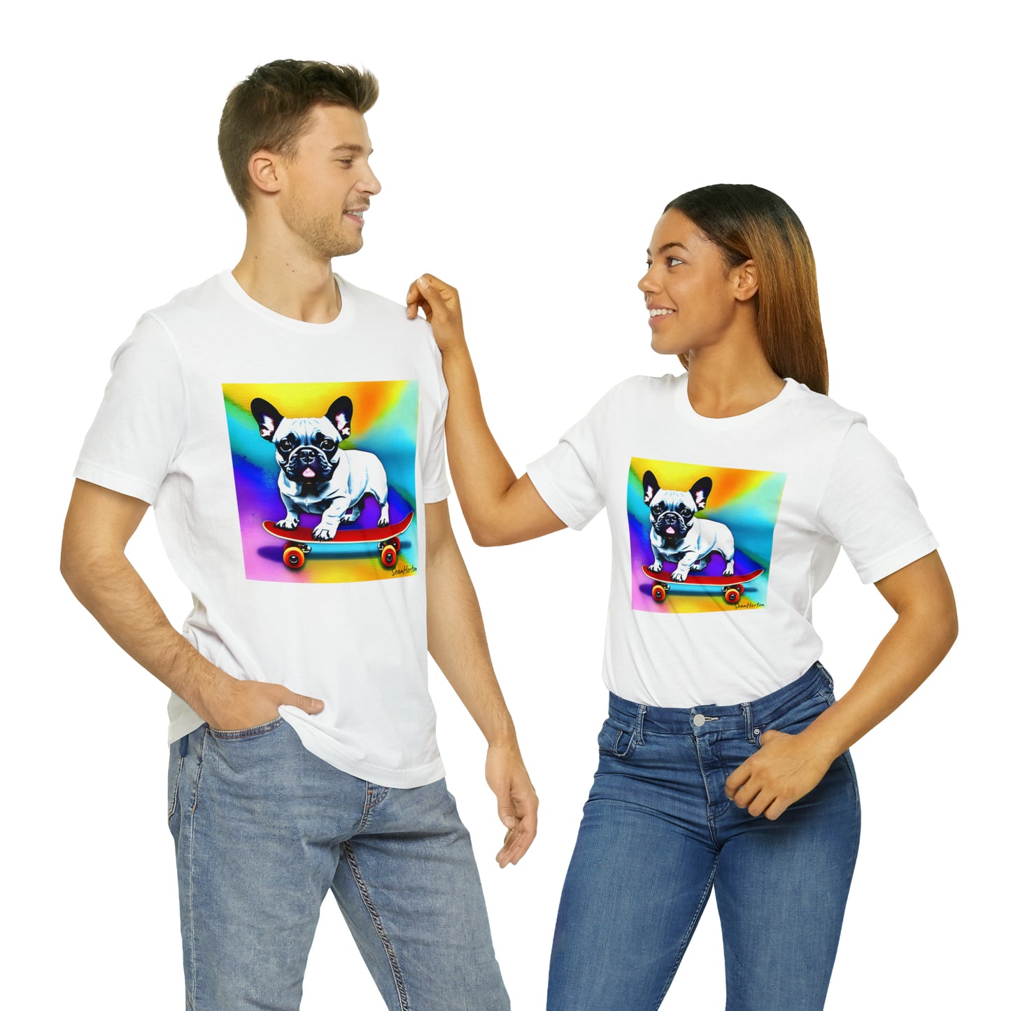 Frenchie on a Skateboard #3 Unisex Jersey Short Sleeve Tee