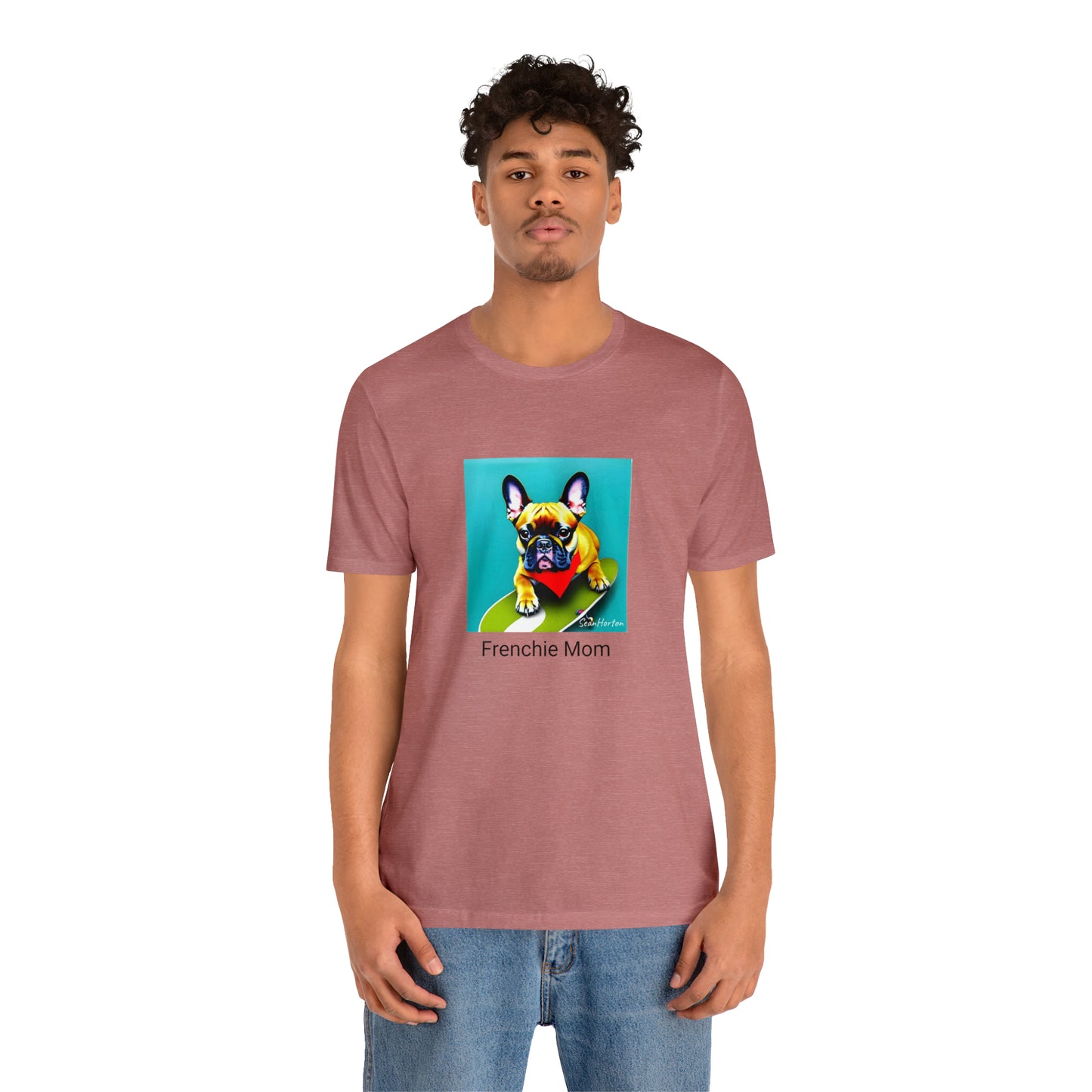 Frenchie on a Skateboard #2/Frenchie Mom Unisex Jersey Short Sleeve Tee