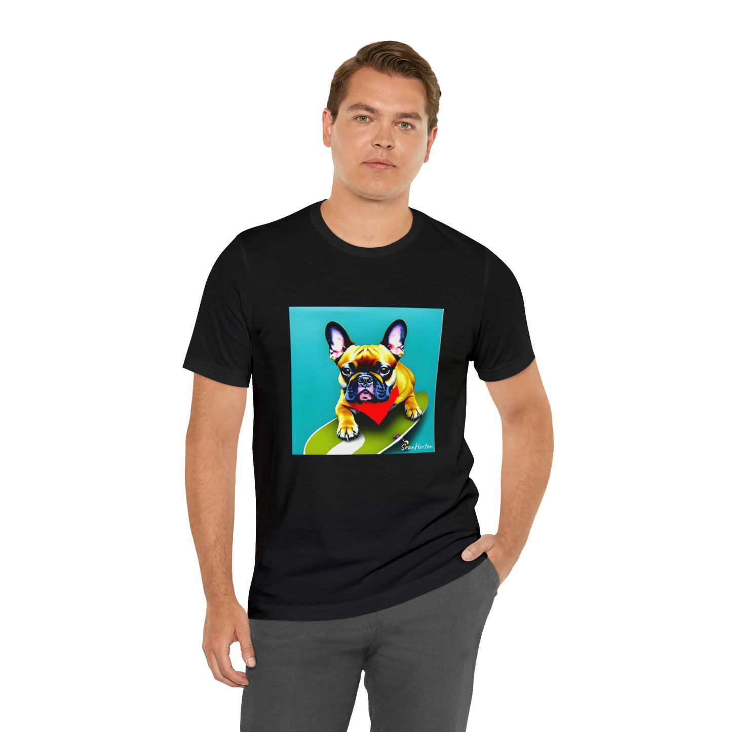 Frenchie on a Skateboard #2 Unisex Jersey Short Sleeve Tee